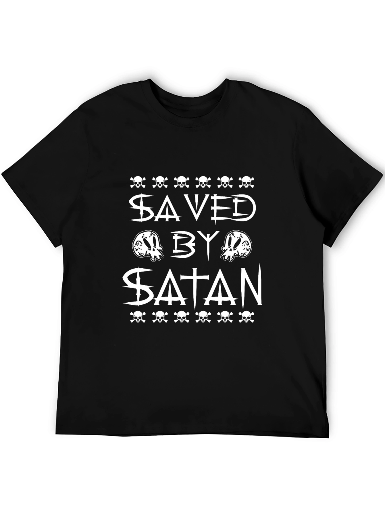 Saved By Satan Graphic T-Shirt - Black Crew Neck Tee