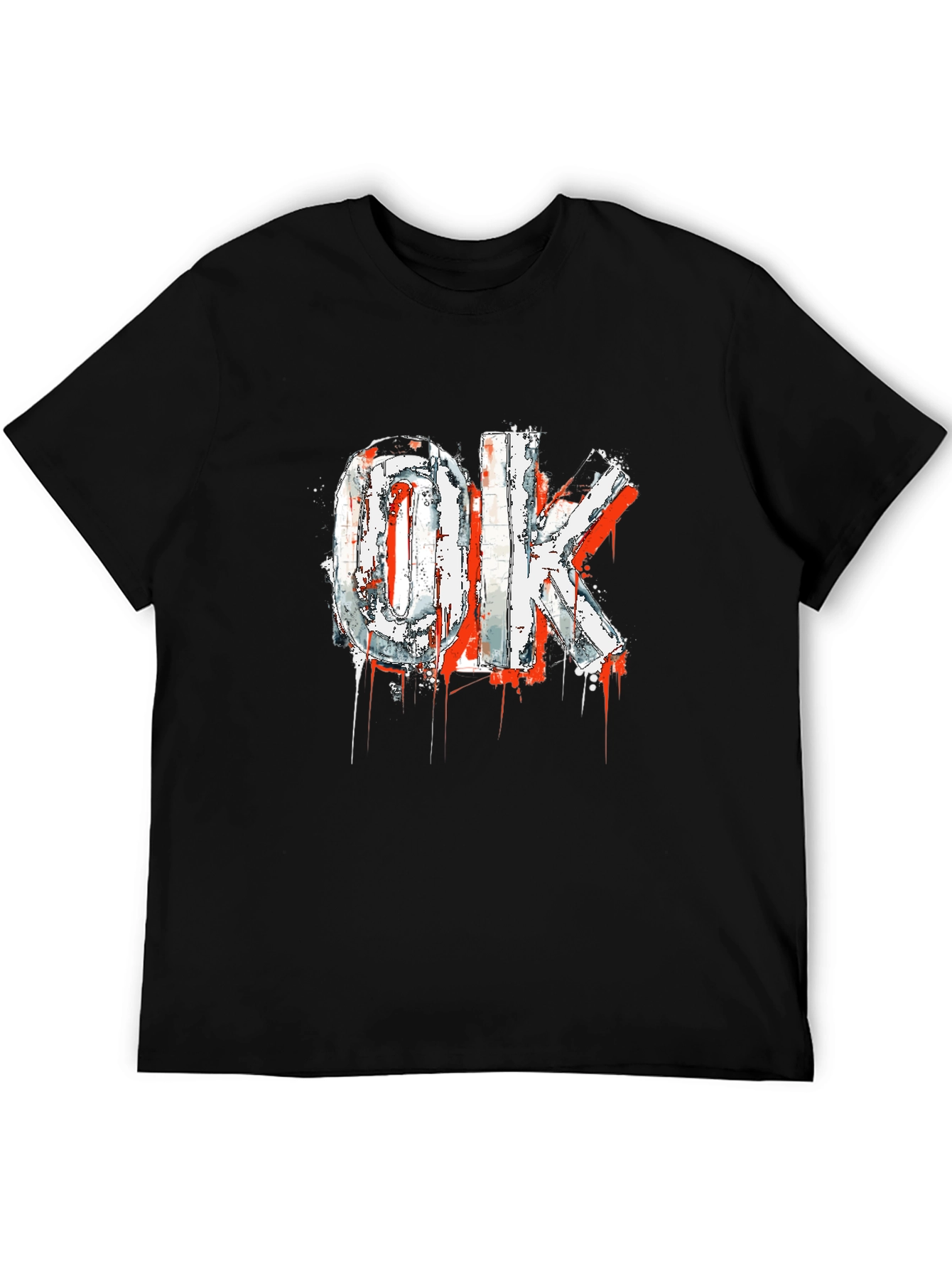 Edgy OK Graphic Print Black T-Shirt