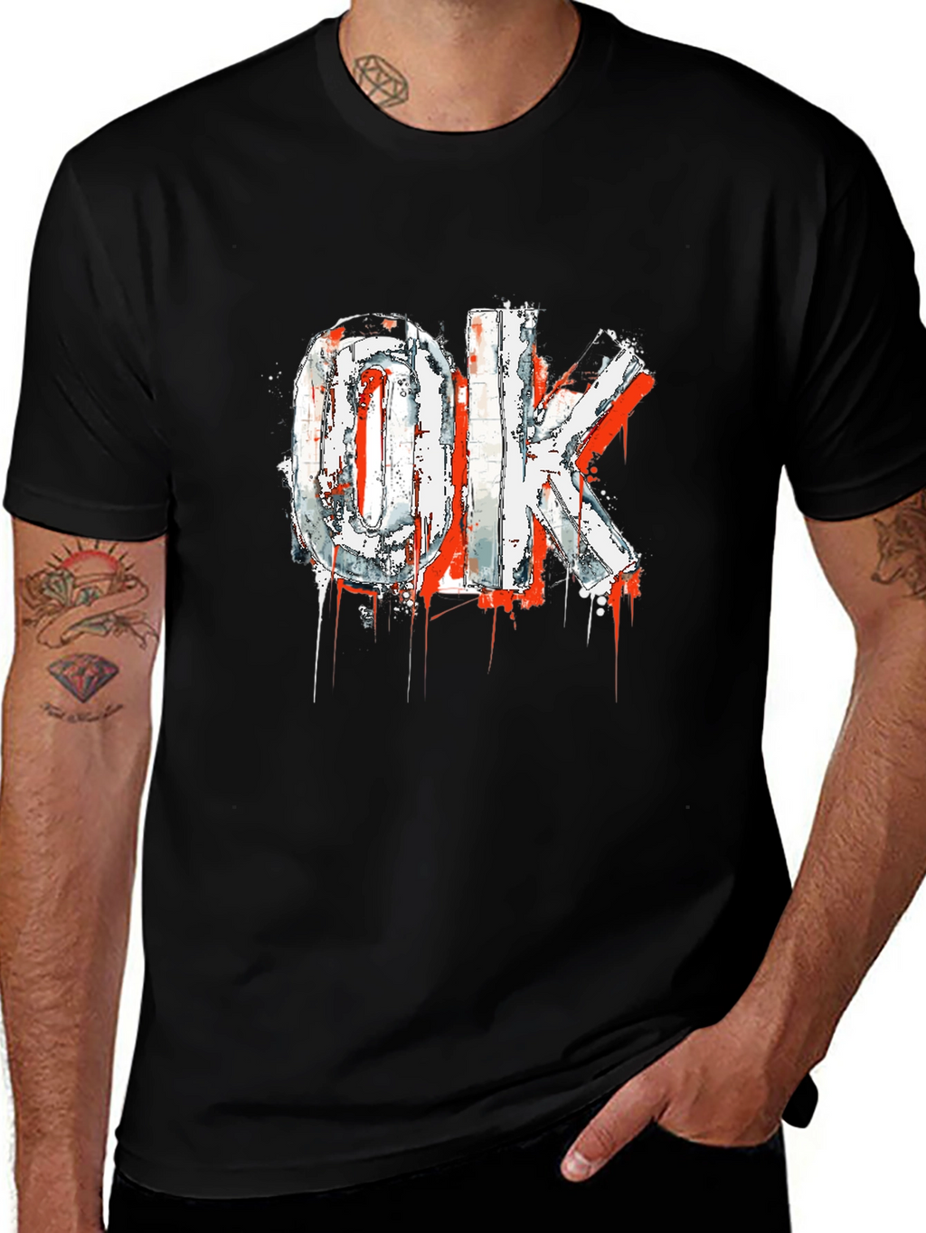 Edgy OK Graphic Print Black T-Shirt