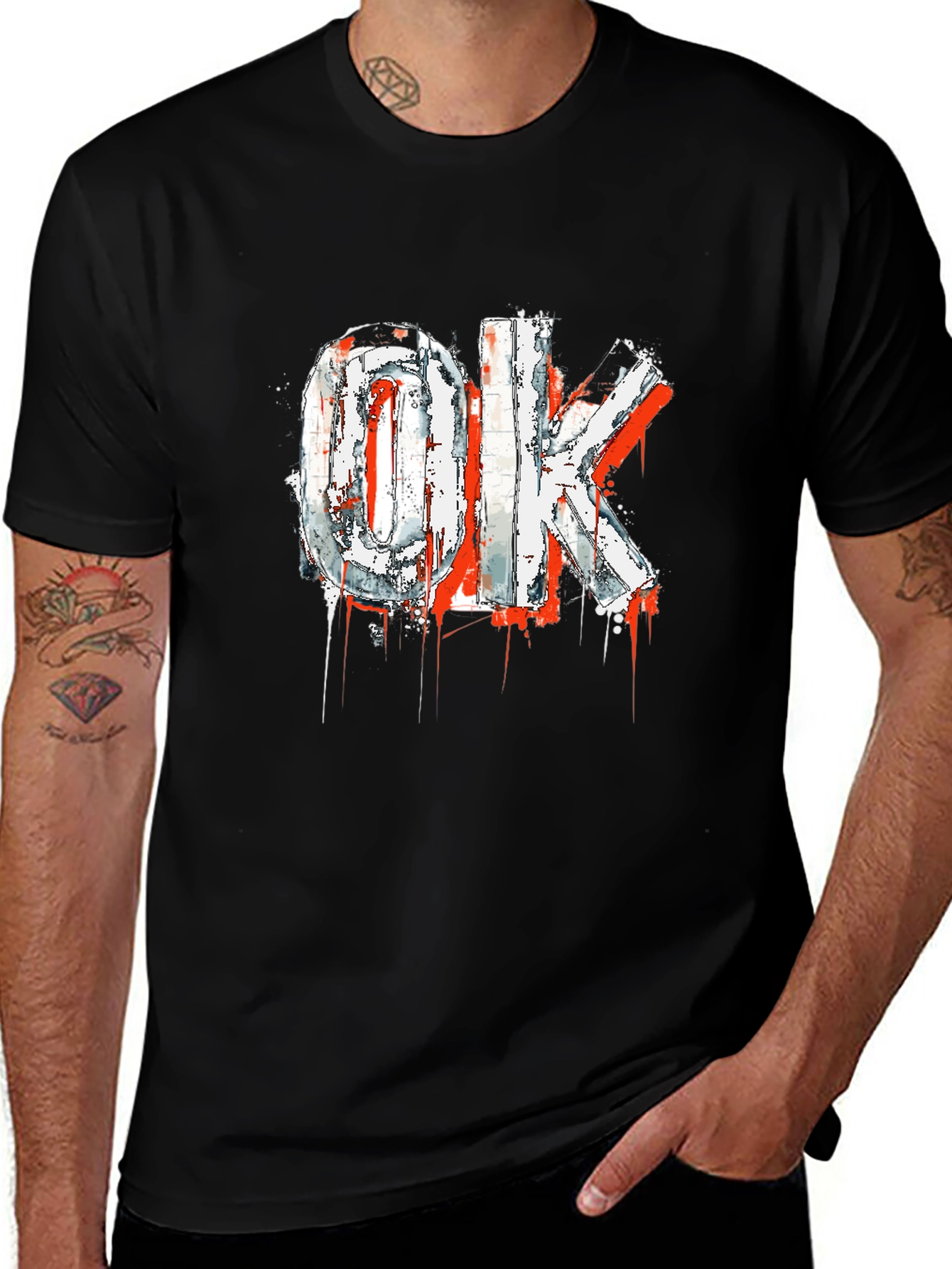 Edgy OK Graphic Print Black T-Shirt