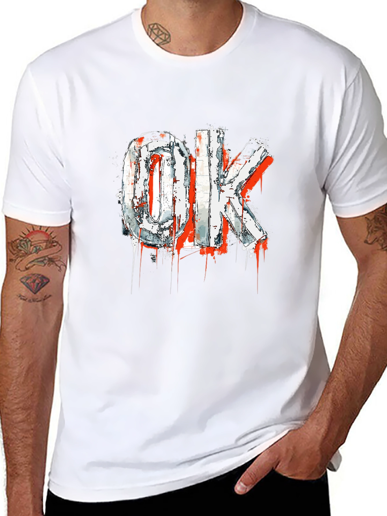 Edgy OK Graphic Print Black T-Shirt