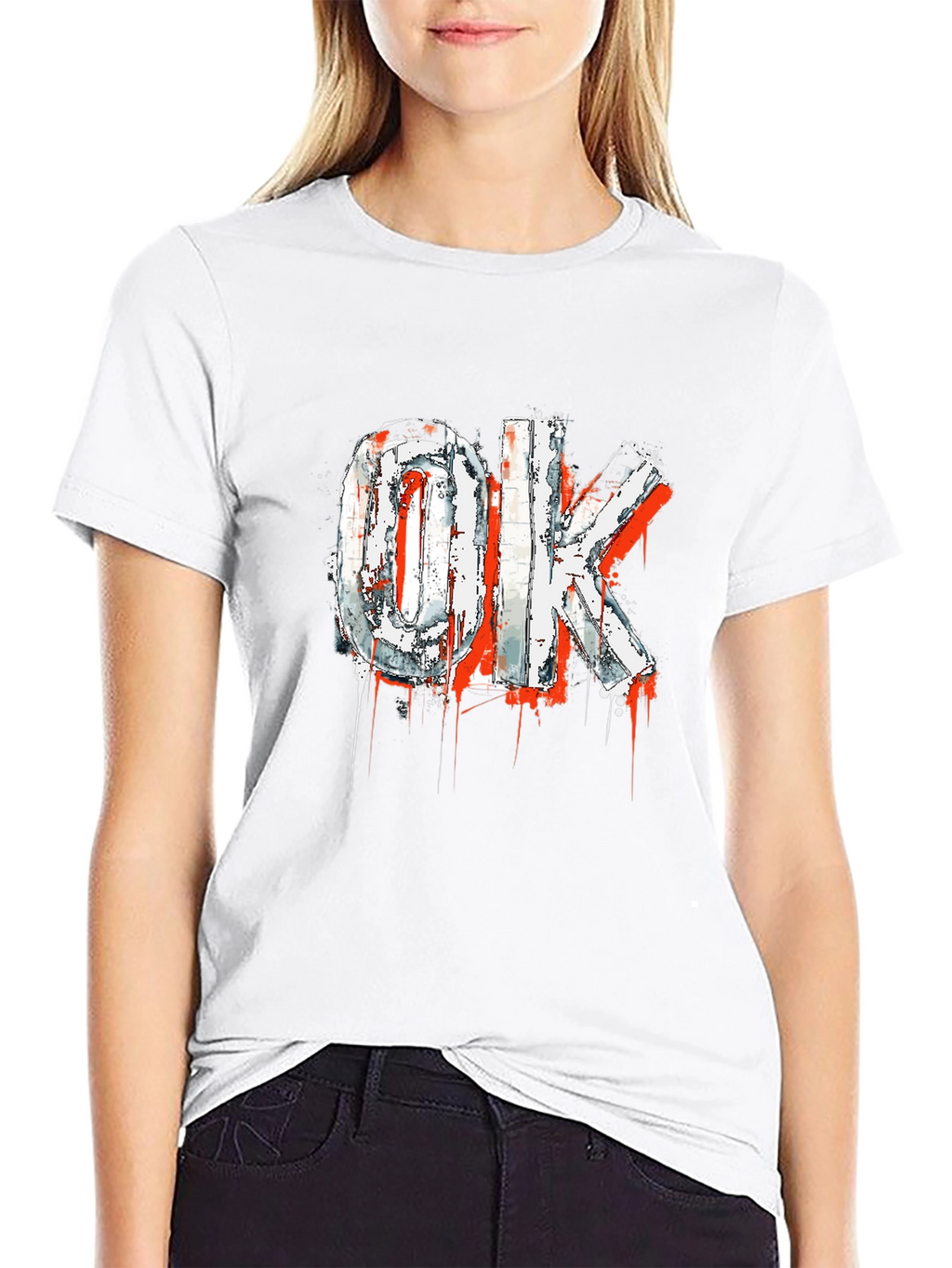 Edgy OK Graphic Print Black T-Shirt