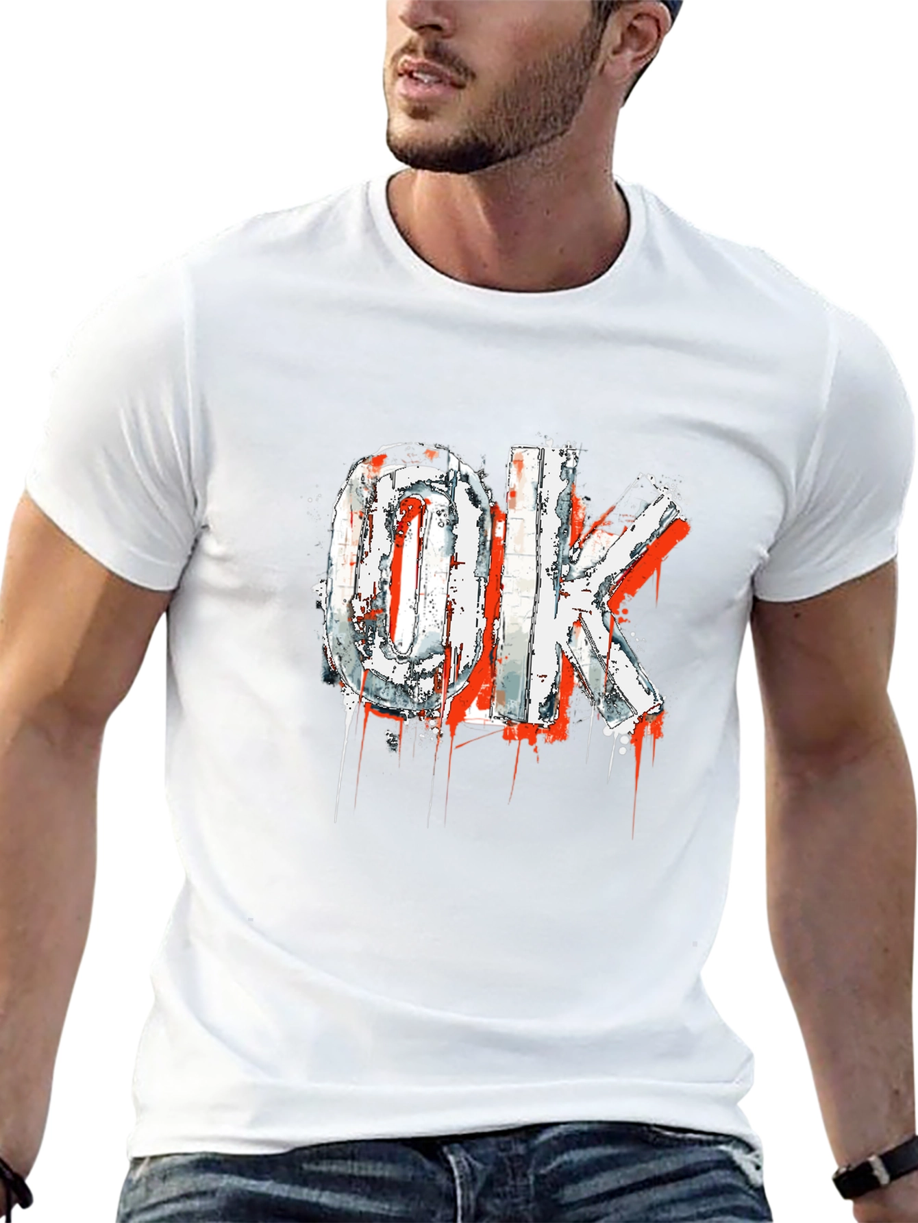 Edgy OK Graphic Print Black T-Shirt