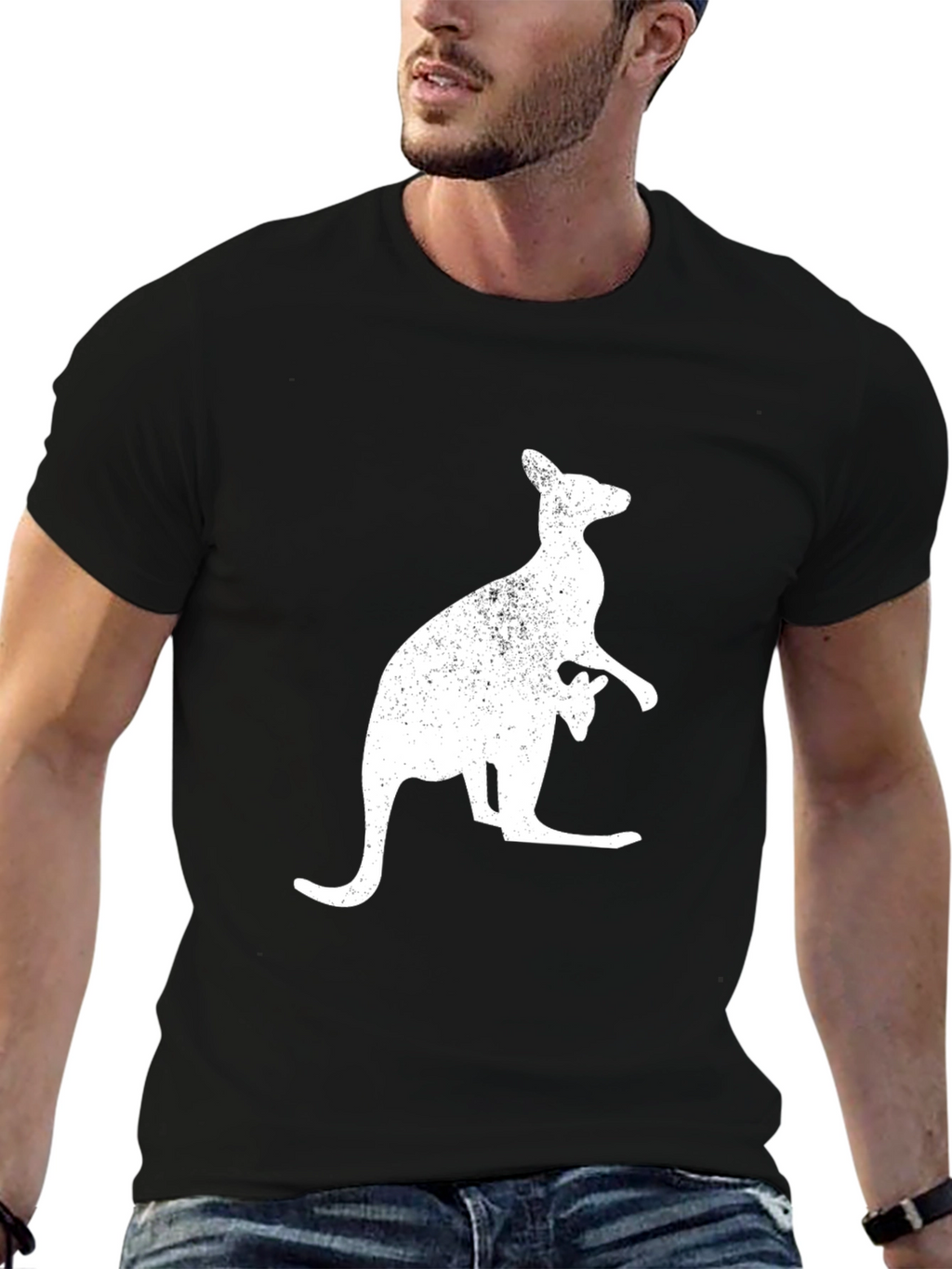 Kangaroo Graphic T-Shirt - Black