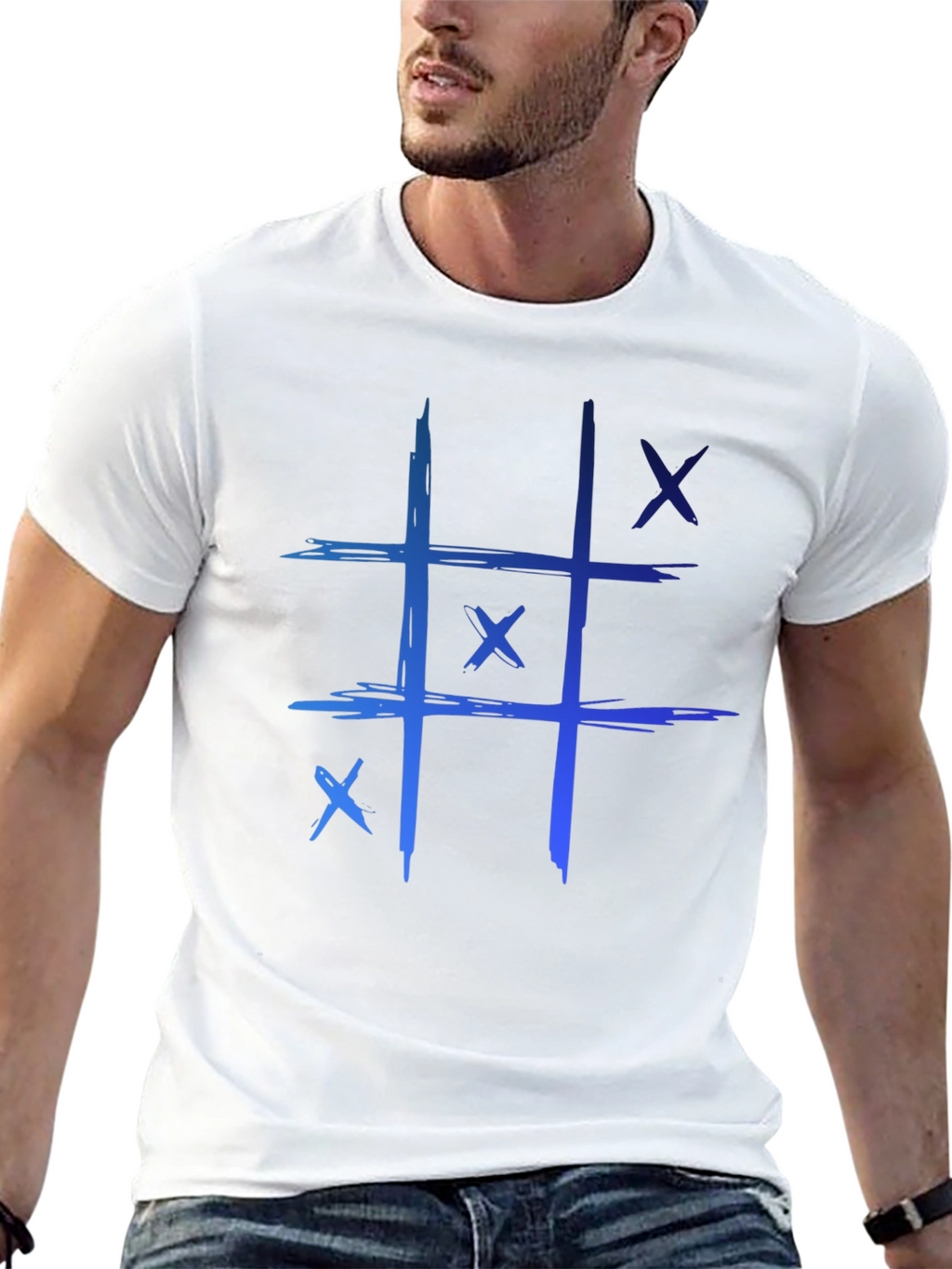 Tic-Tac-Toe Graphic Tee - Casual Black T-Shirt
