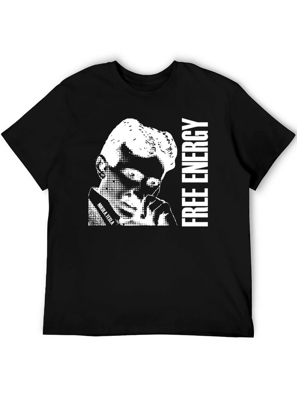Nikola Tesla Free Energy Black Graphic Tee