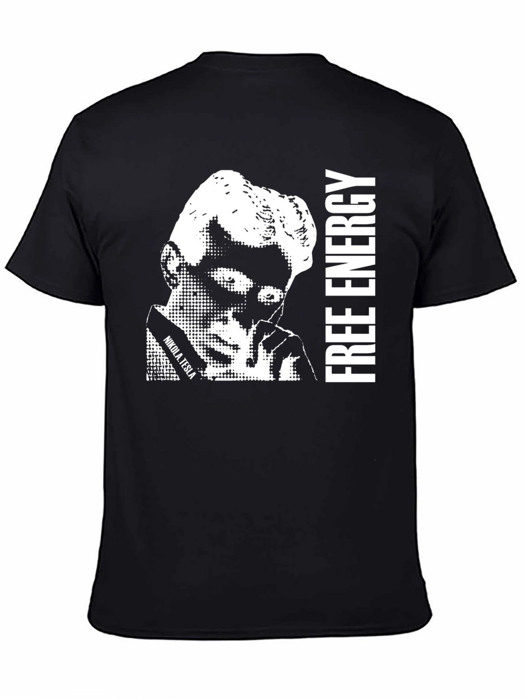Nikola Tesla Free Energy Black Graphic Tee
