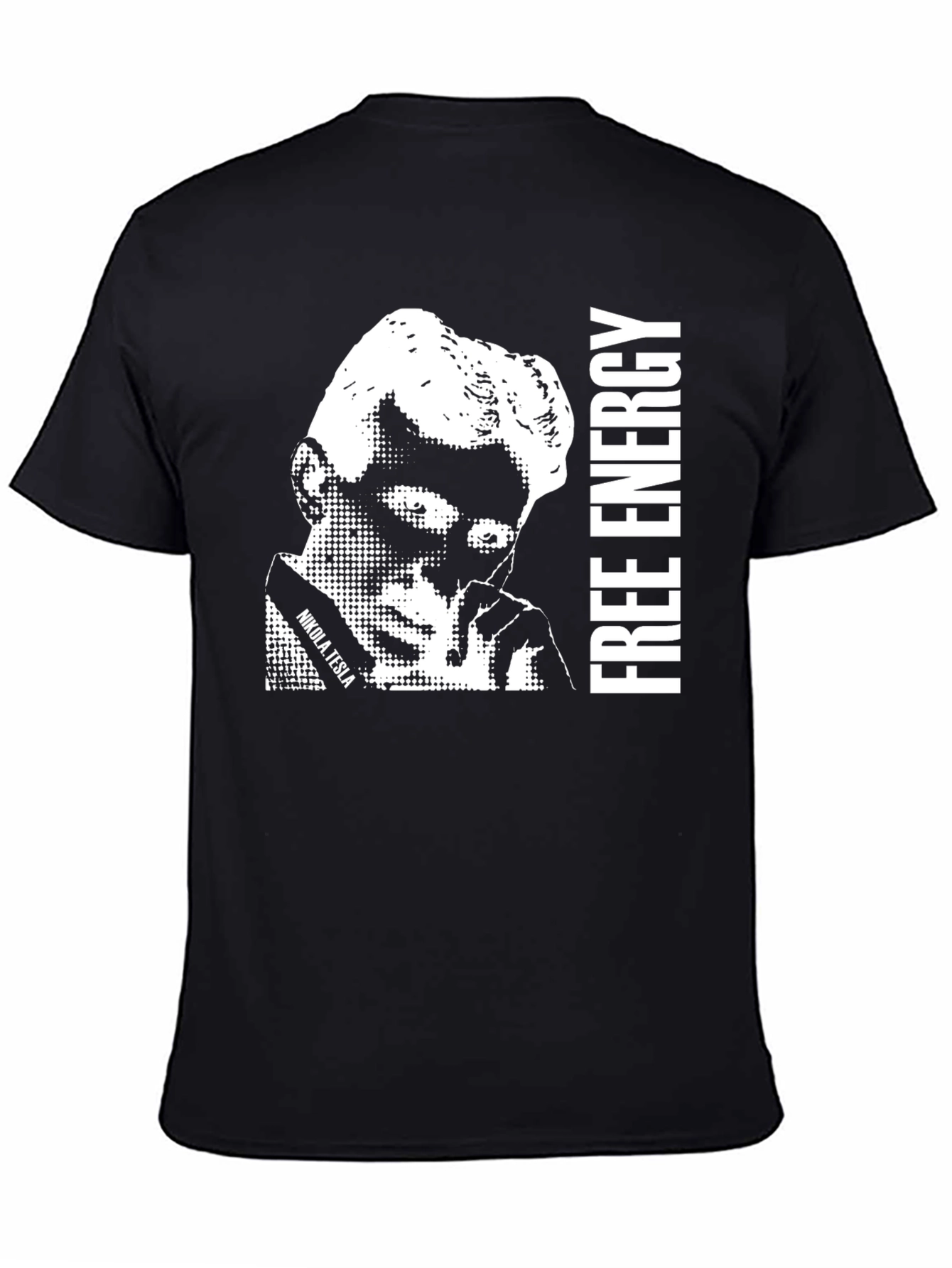Nikola Tesla Free Energy Black Graphic Tee