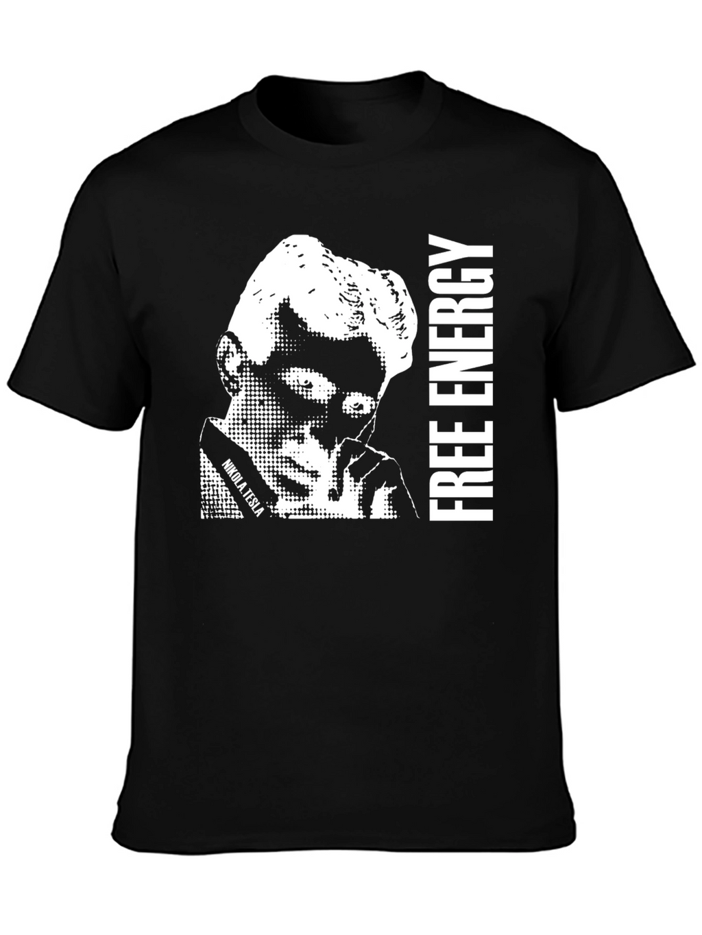Nikola Tesla Free Energy Black Graphic Tee