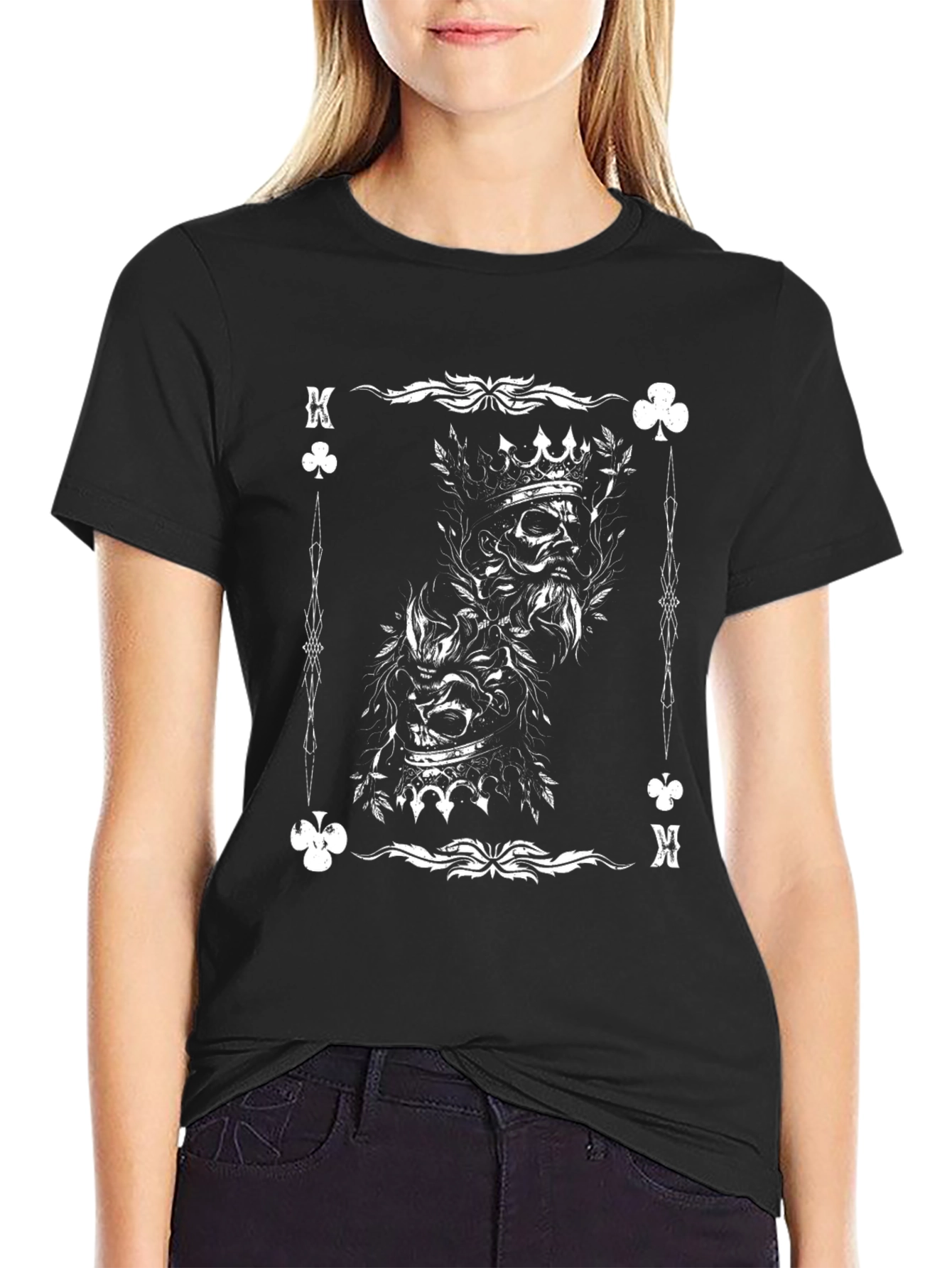 King of Clubs Skull Graphic T-Shirt - Black Cotton Tee
