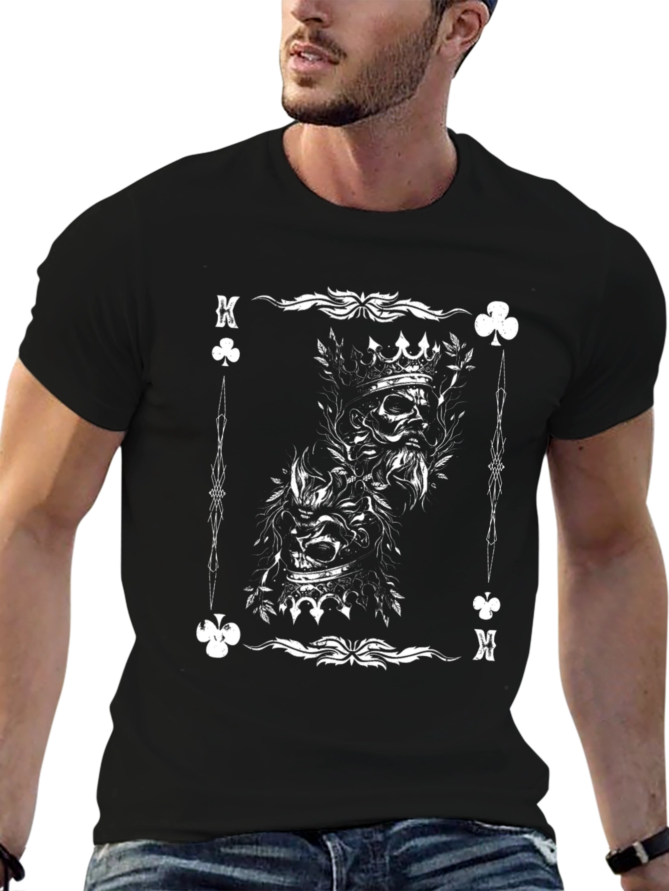 King of Clubs Skull Graphic T-Shirt - Black Cotton Tee