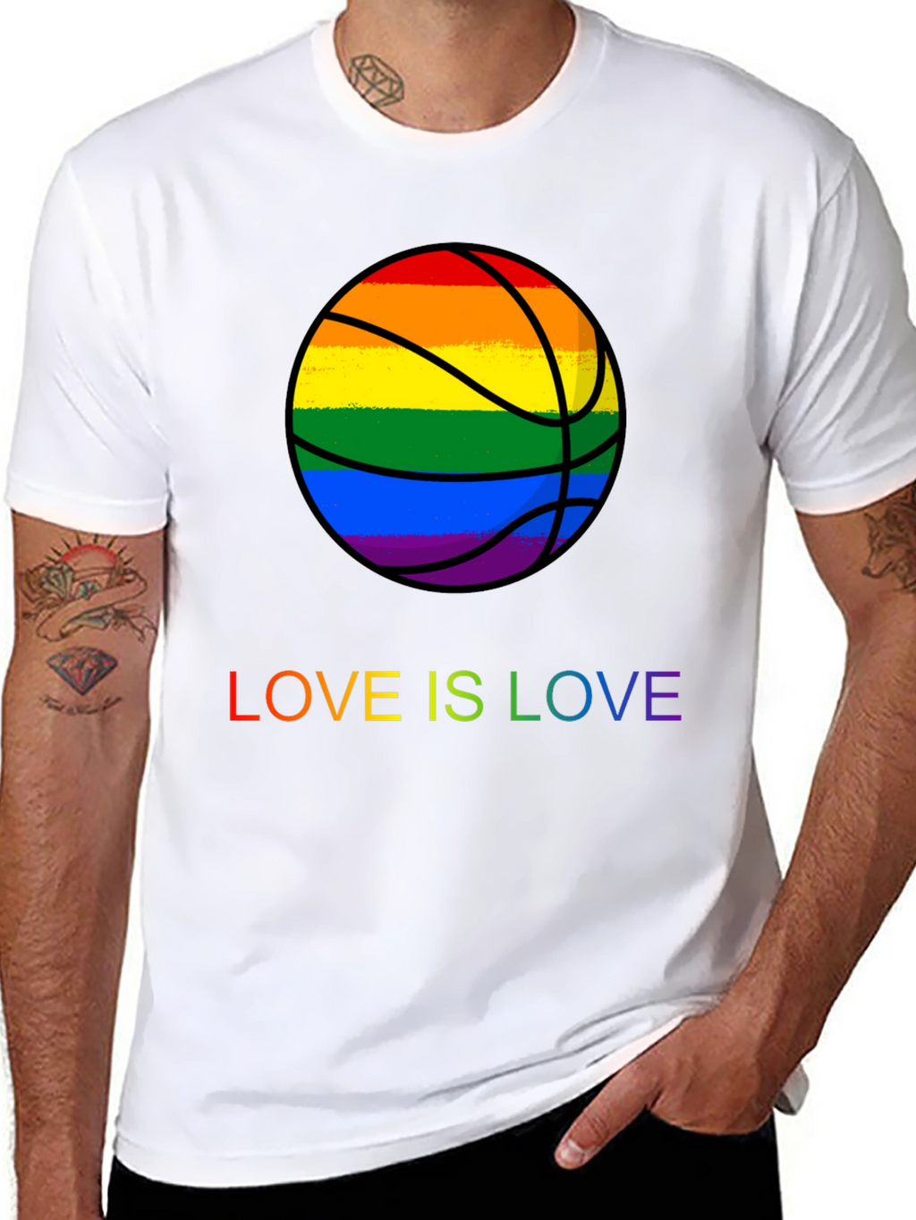 Rainbow Basketball Love is Love T-Shirt