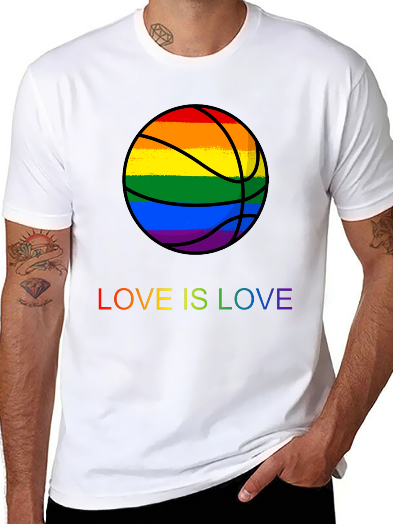 Rainbow Basketball Love is Love T-Shirt