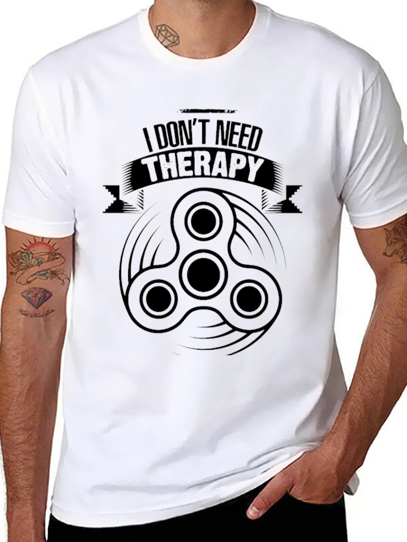 I Dont Need Therapy Fidget Spinner Black T-Shirt