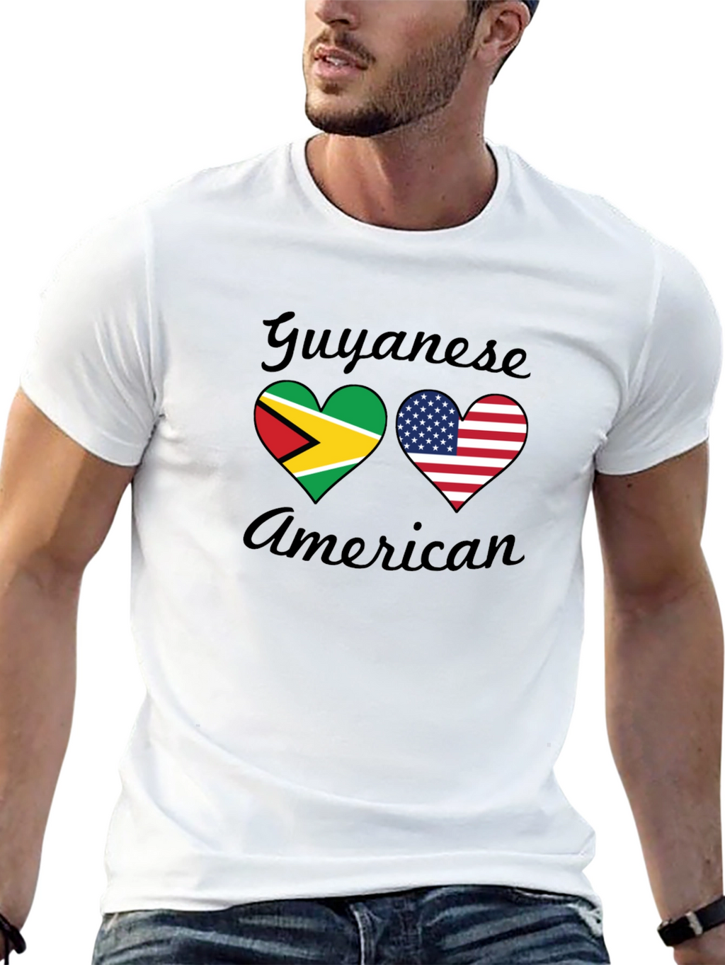 Guyanese American Flag Heart T-Shirt