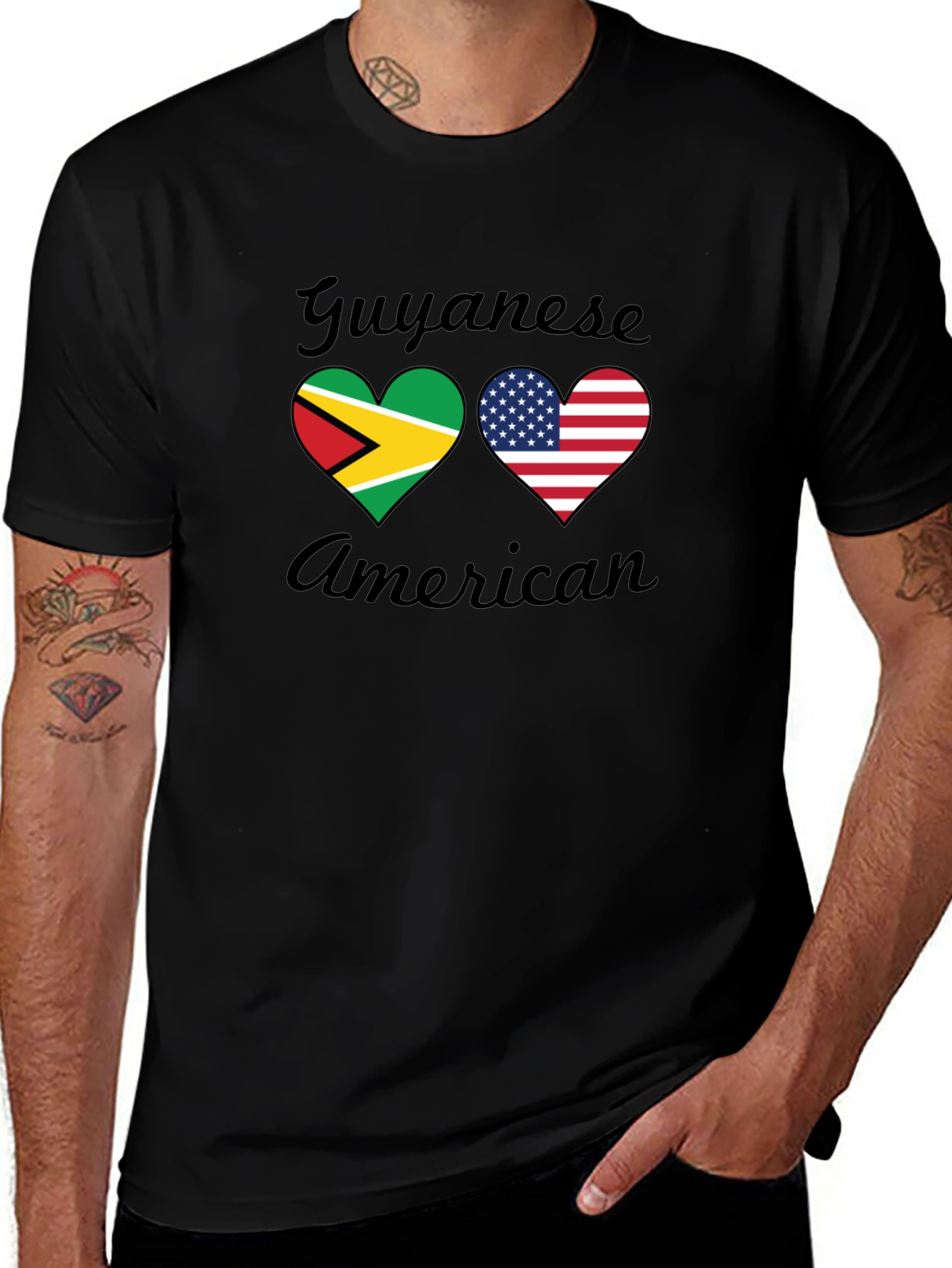Guyanese American Flag Heart T-Shirt