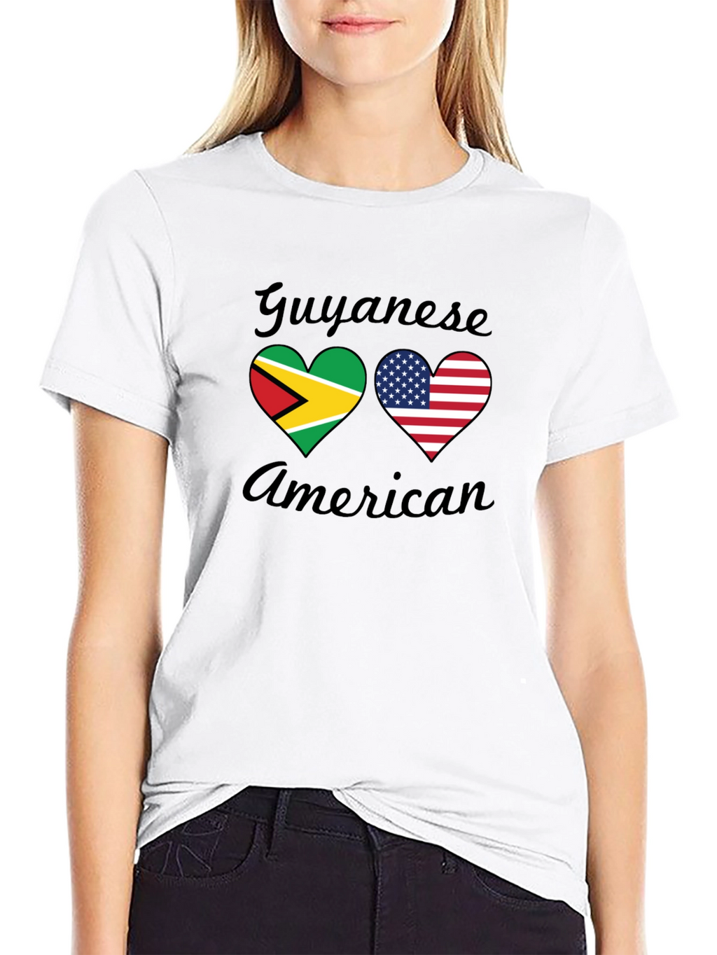 Guyanese American Flag Heart T-Shirt