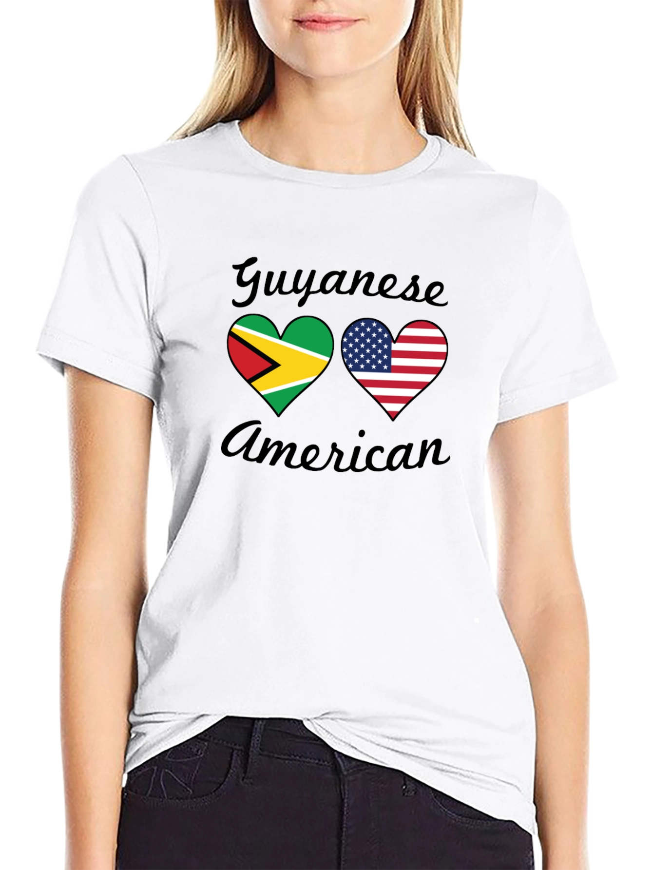 Guyanese American Flag Heart T-Shirt