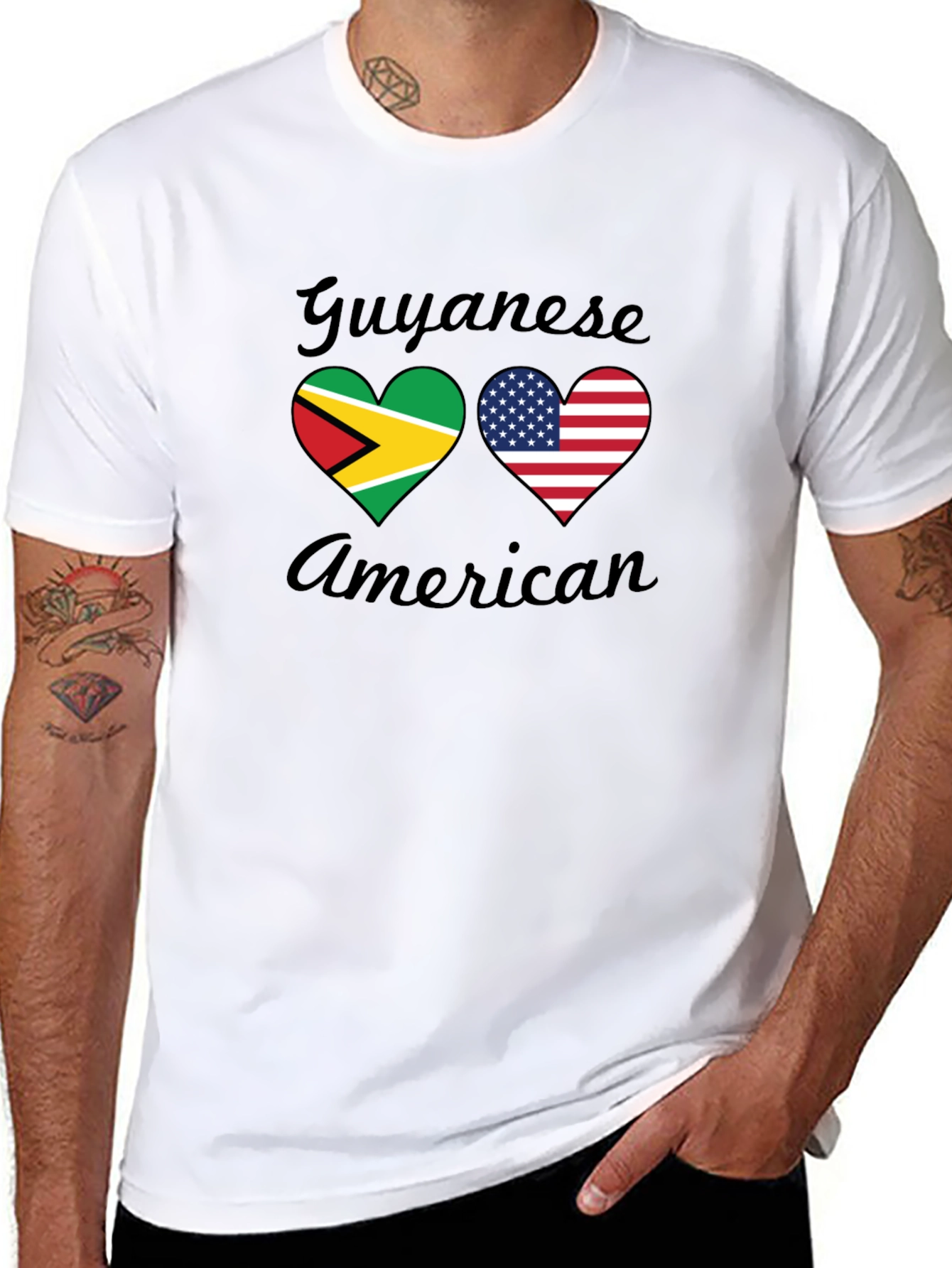 Guyanese American Flag Heart T-Shirt