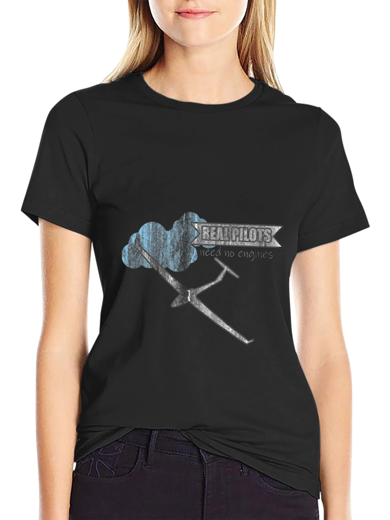 Real Pilots Tee - Glider Graphic Black T-Shirt