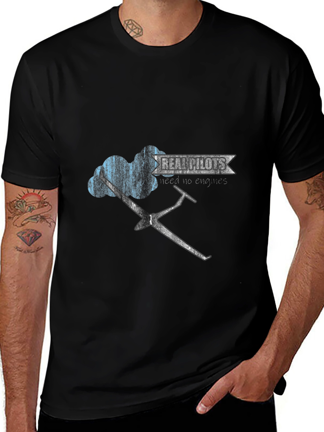 Real Pilots Tee - Glider Graphic Black T-Shirt