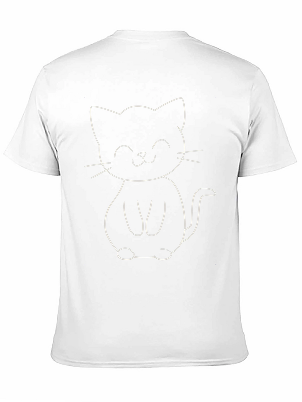 Cute Cartoon Cat Graphic Tee - Black Cotton T-Shirt