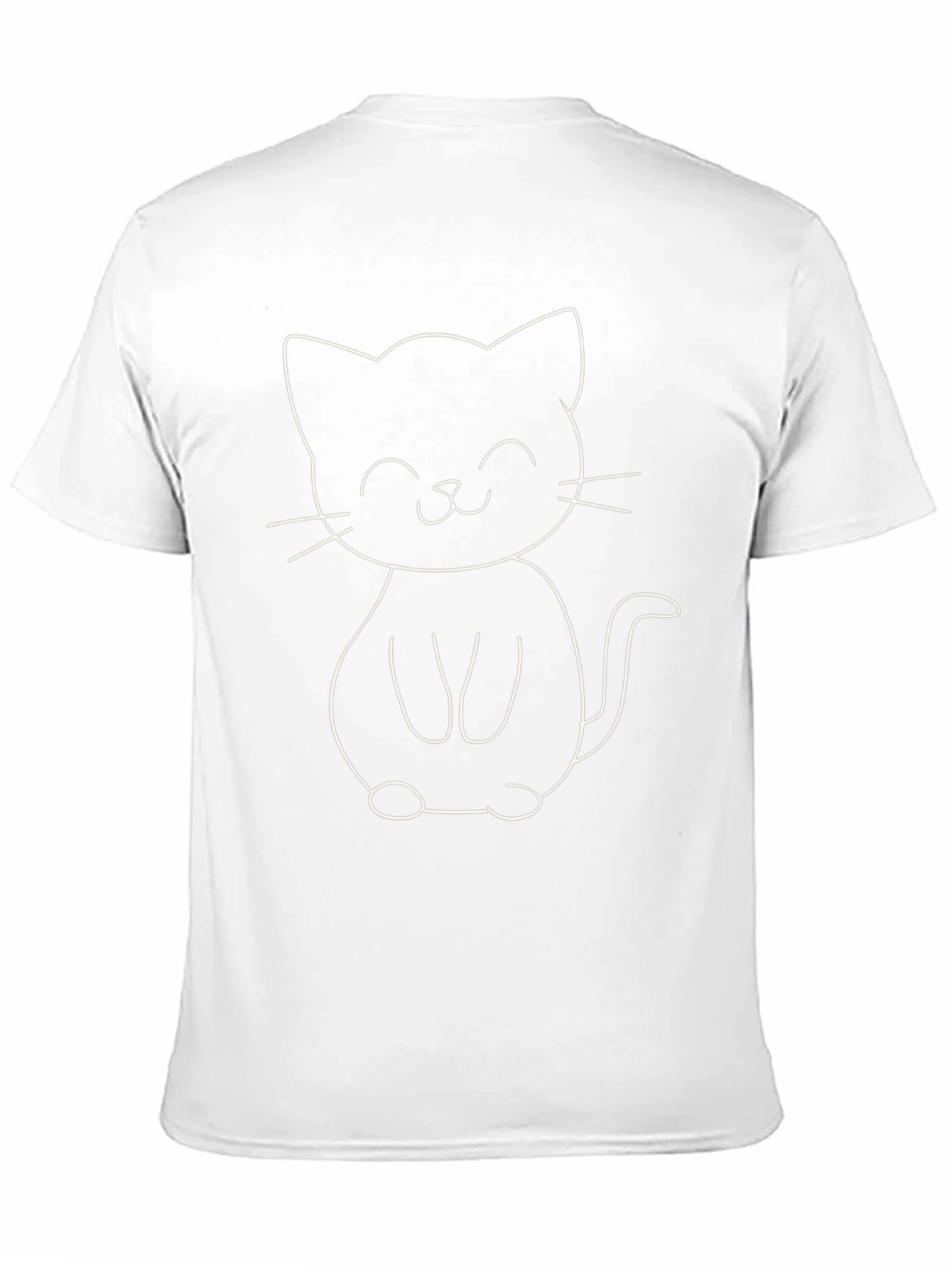 Cute Cartoon Cat Graphic Tee - Black Cotton T-Shirt