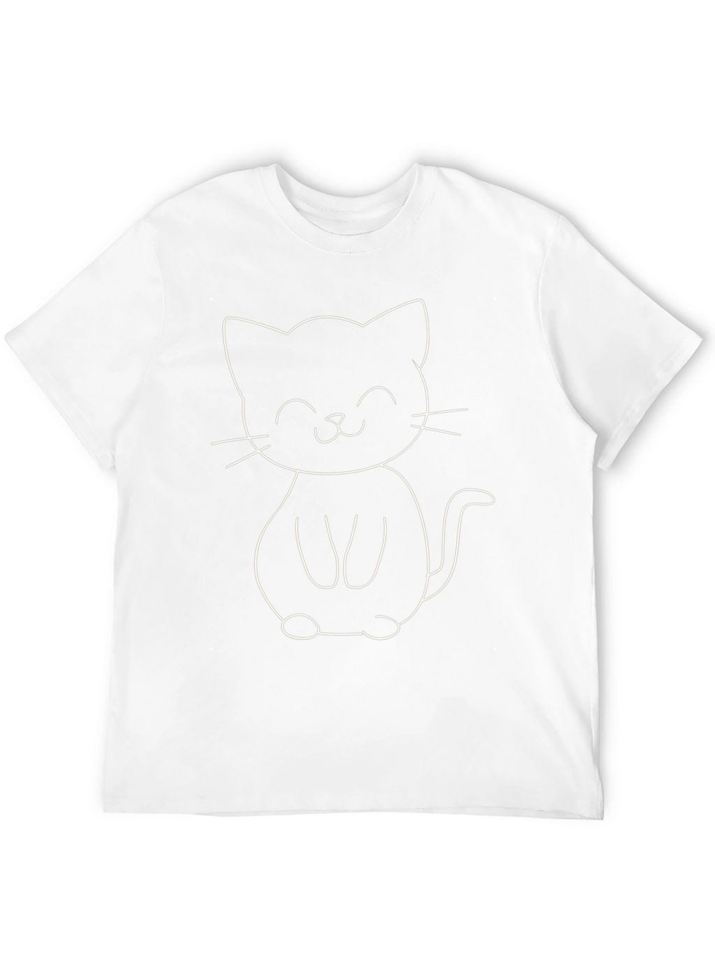 Cute Cartoon Cat Graphic Tee - Black Cotton T-Shirt