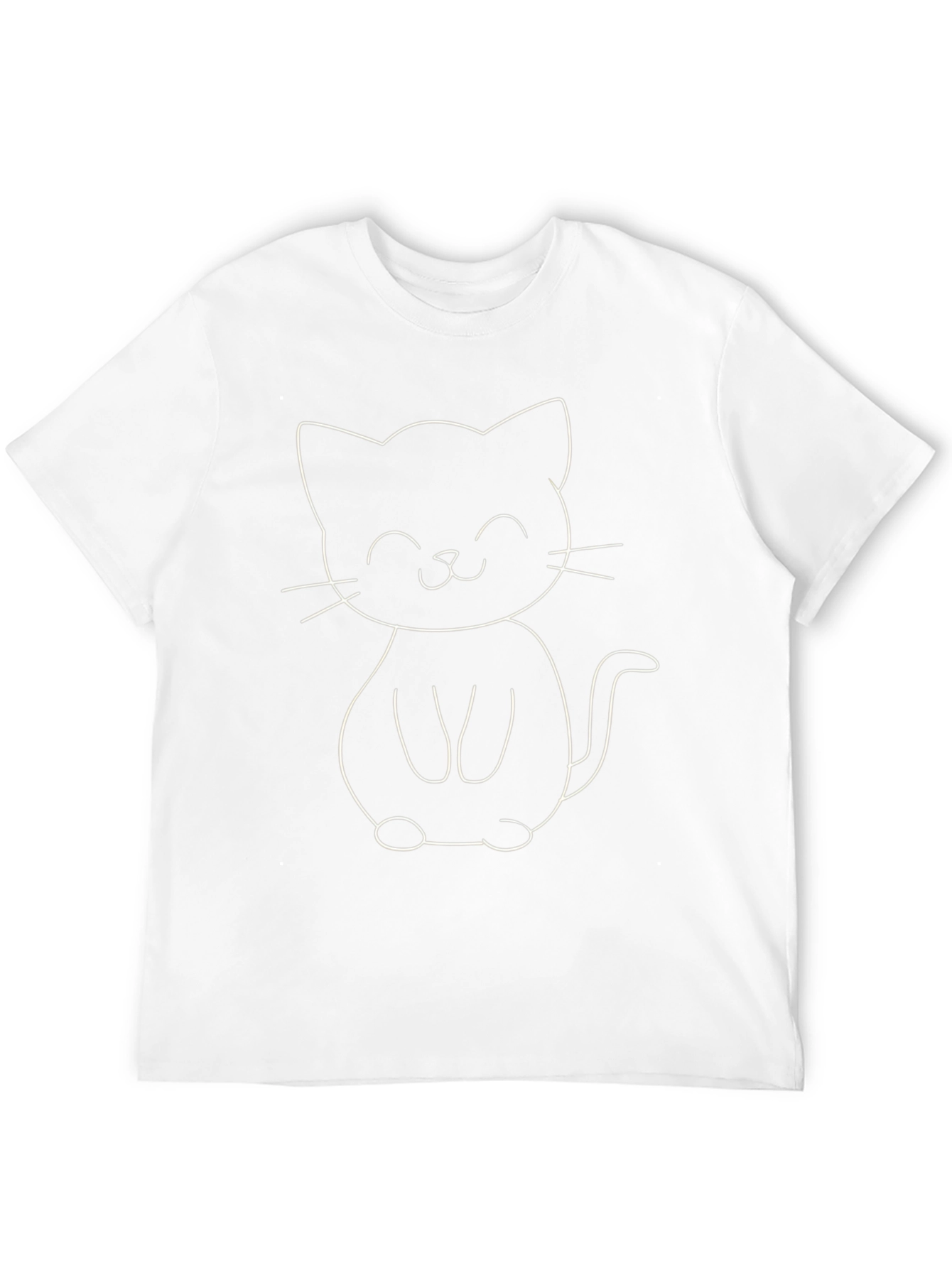 Cute Cartoon Cat Graphic Tee - Black Cotton T-Shirt