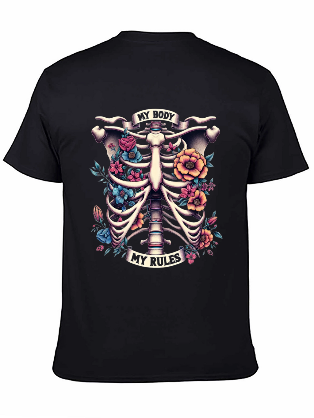 Floral Ribcage T-Shirt: My Body My Rules