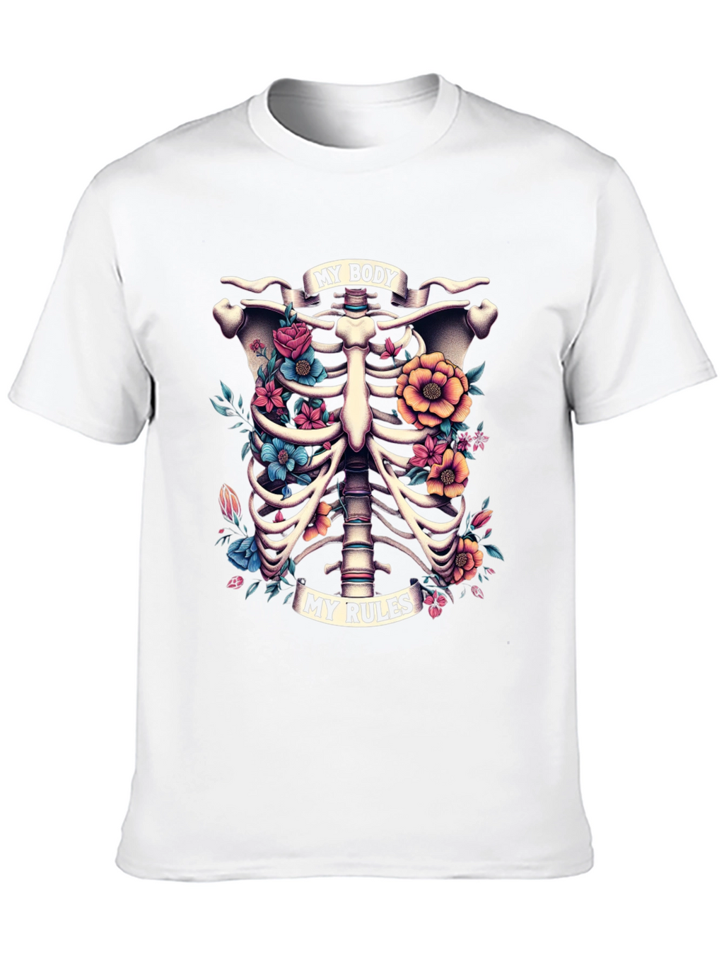 Floral Ribcage T-Shirt: My Body My Rules