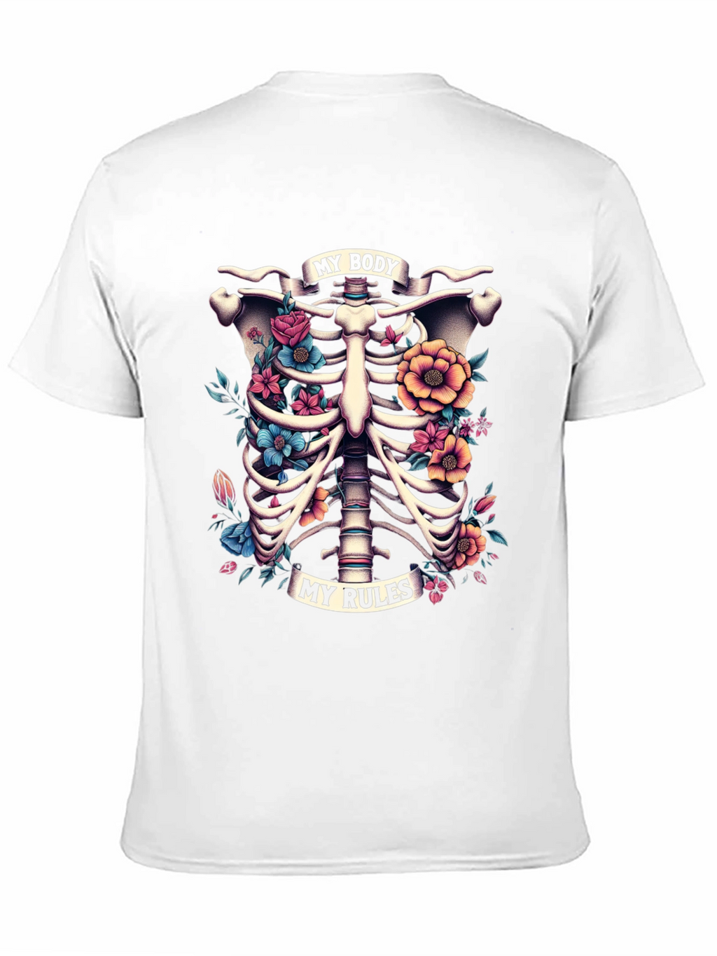 Floral Ribcage T-Shirt: My Body My Rules