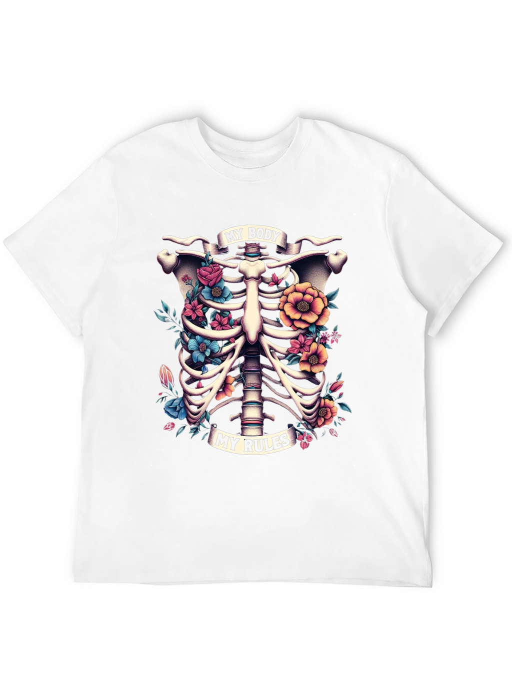 Floral Ribcage T-Shirt: My Body My Rules