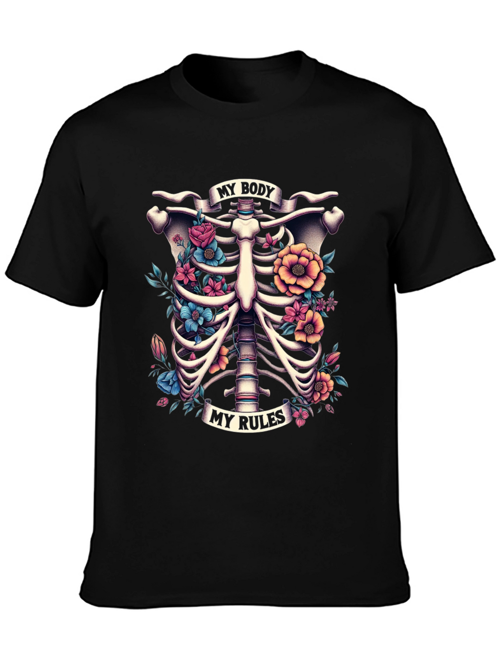 Floral Ribcage T-Shirt: My Body My Rules