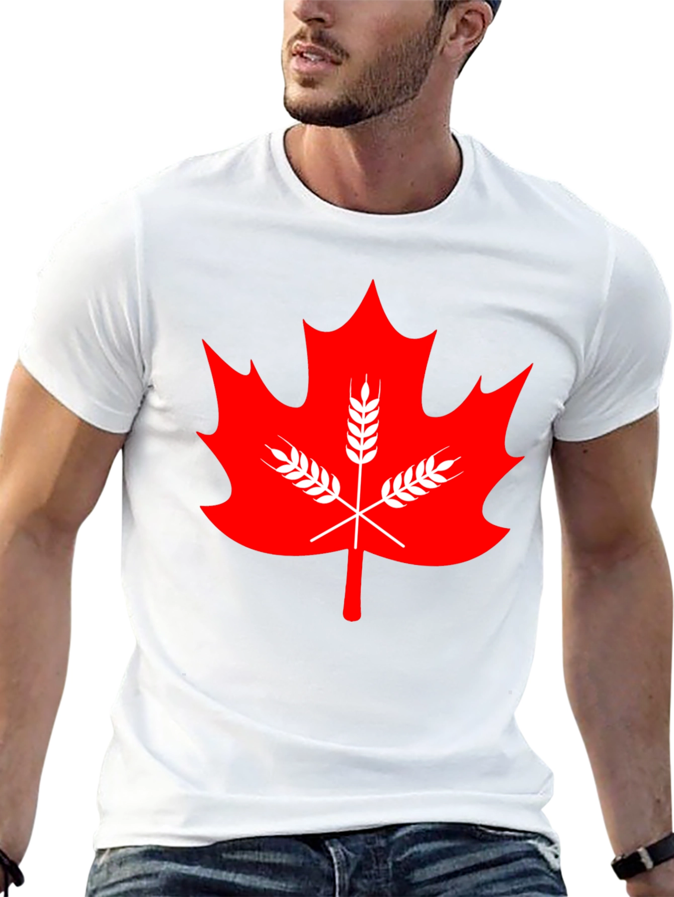 Maple Leaf & Wheat Graphic Tee - Black