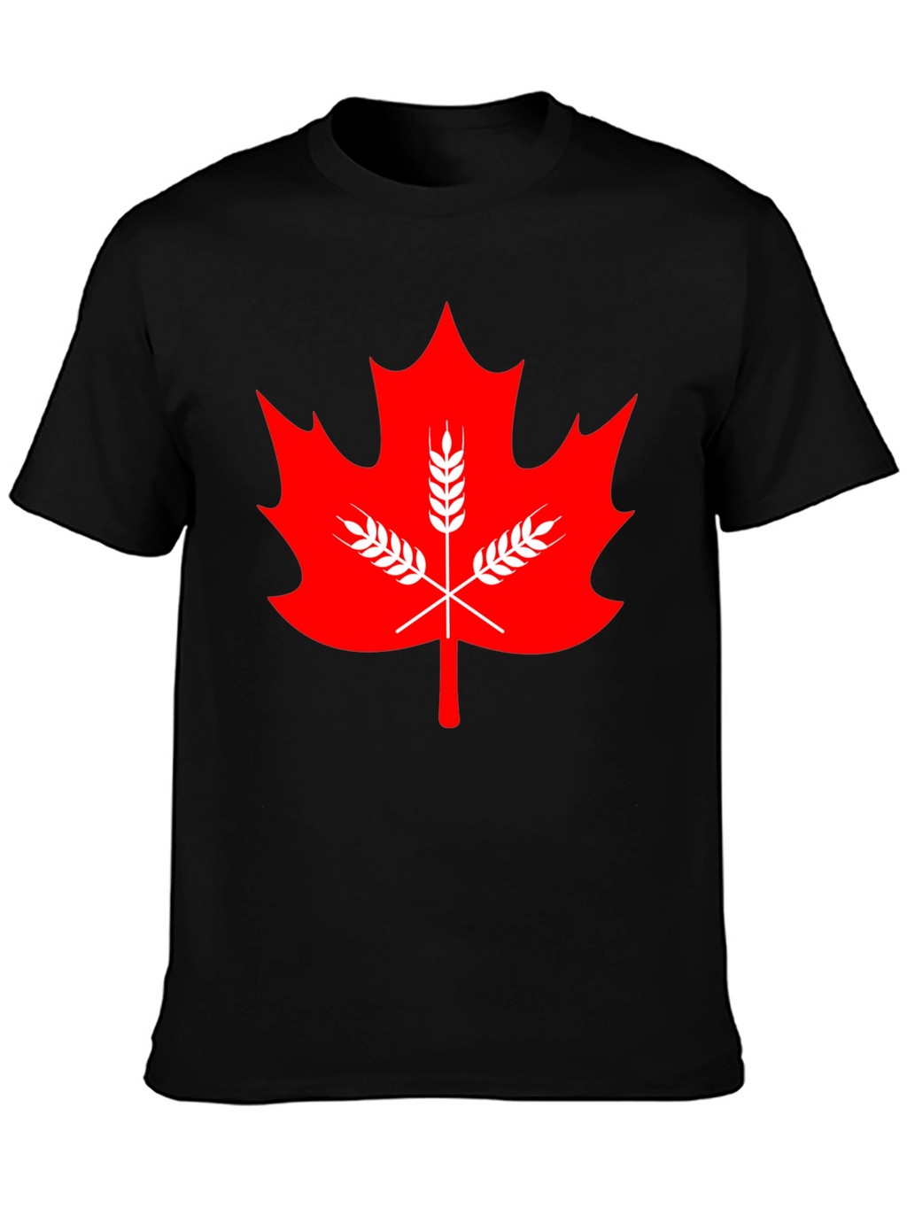 Maple Leaf & Wheat Graphic Tee - Black