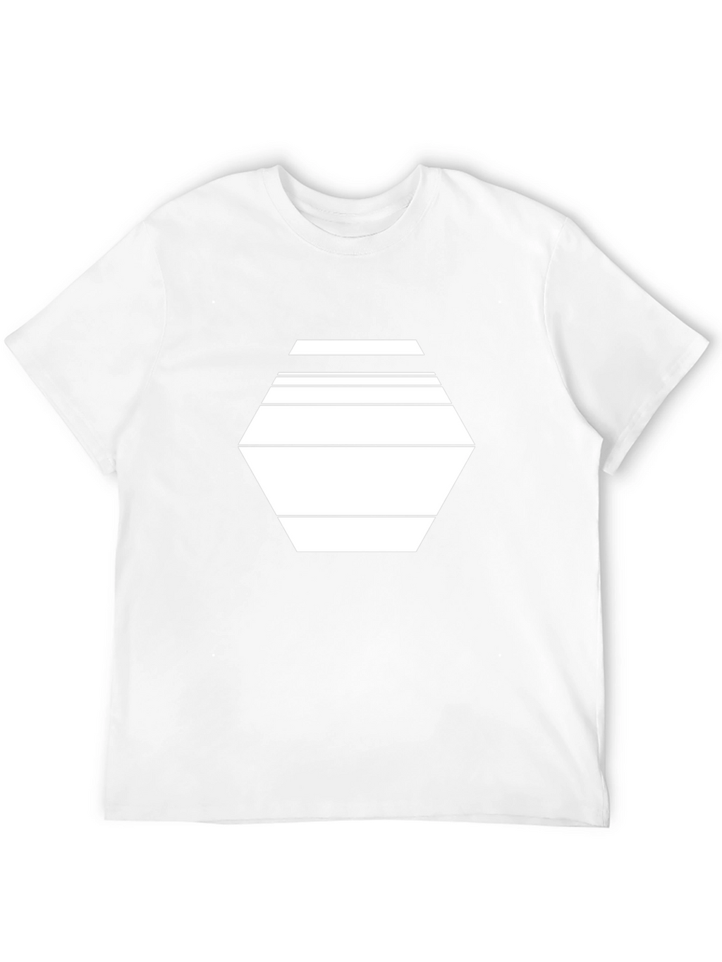 Geometric Hexagon Line Art Black T-Shirt