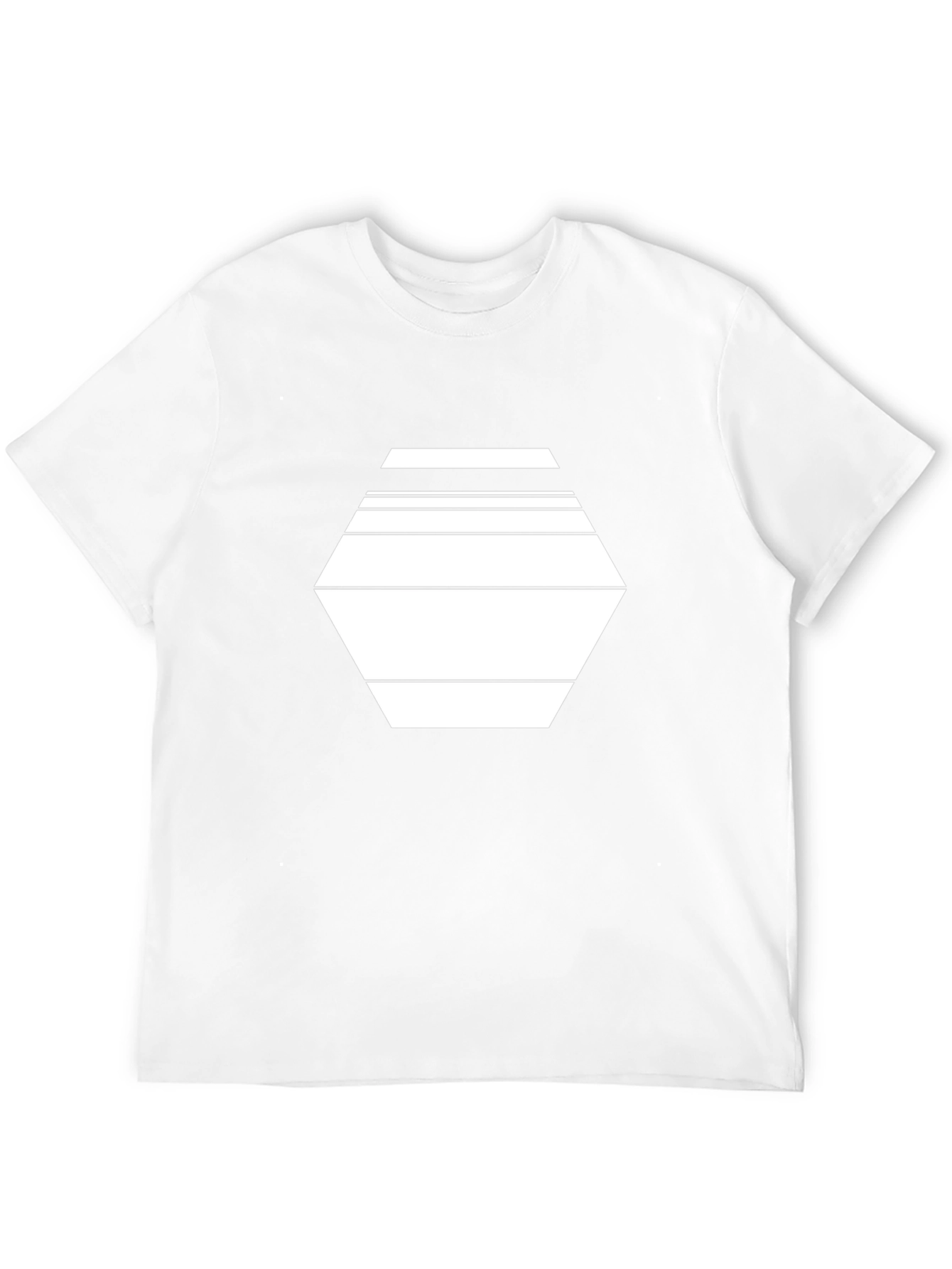 Geometric Hexagon Line Art Black T-Shirt