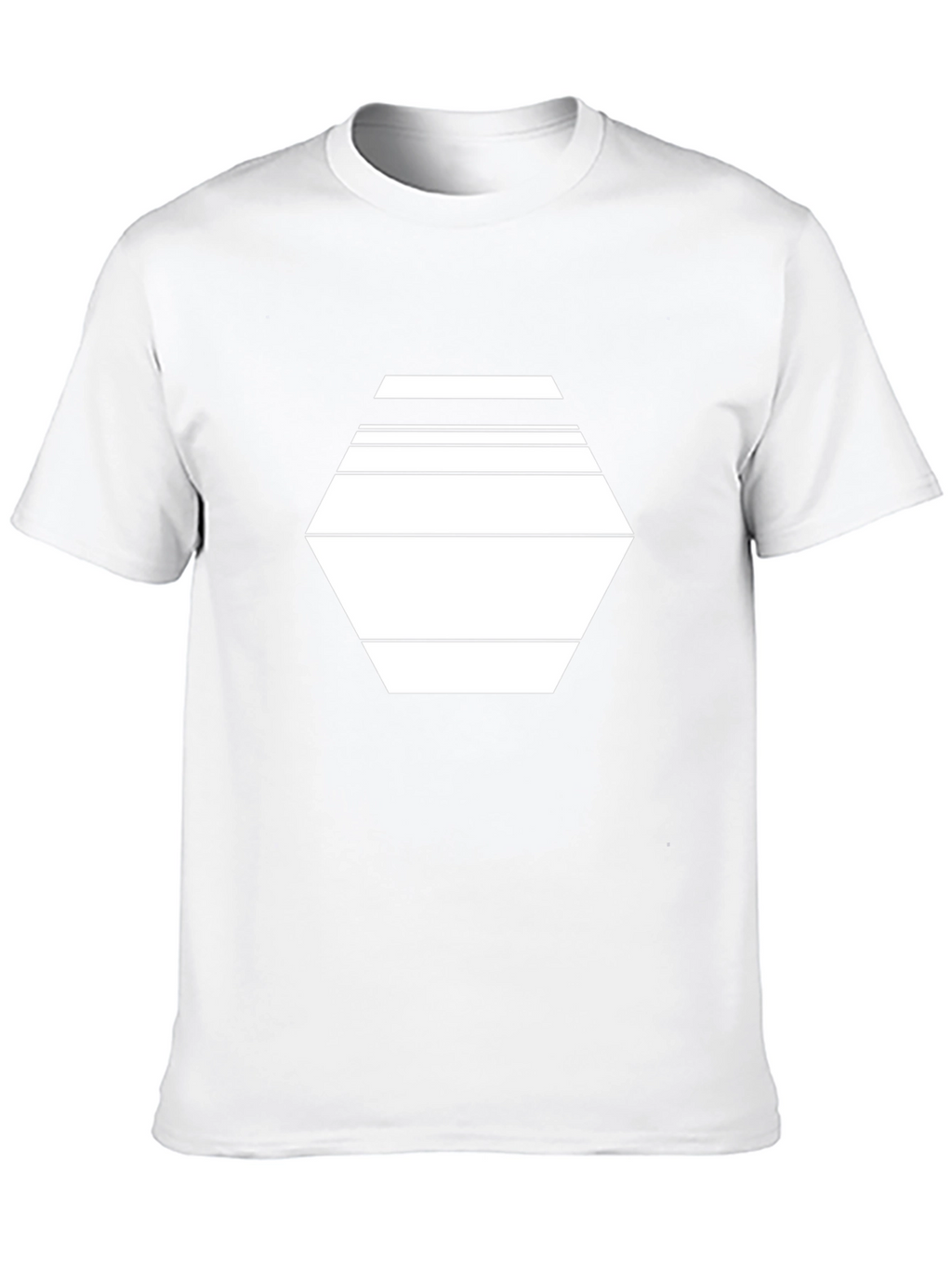 Geometric Hexagon Line Art Black T-Shirt