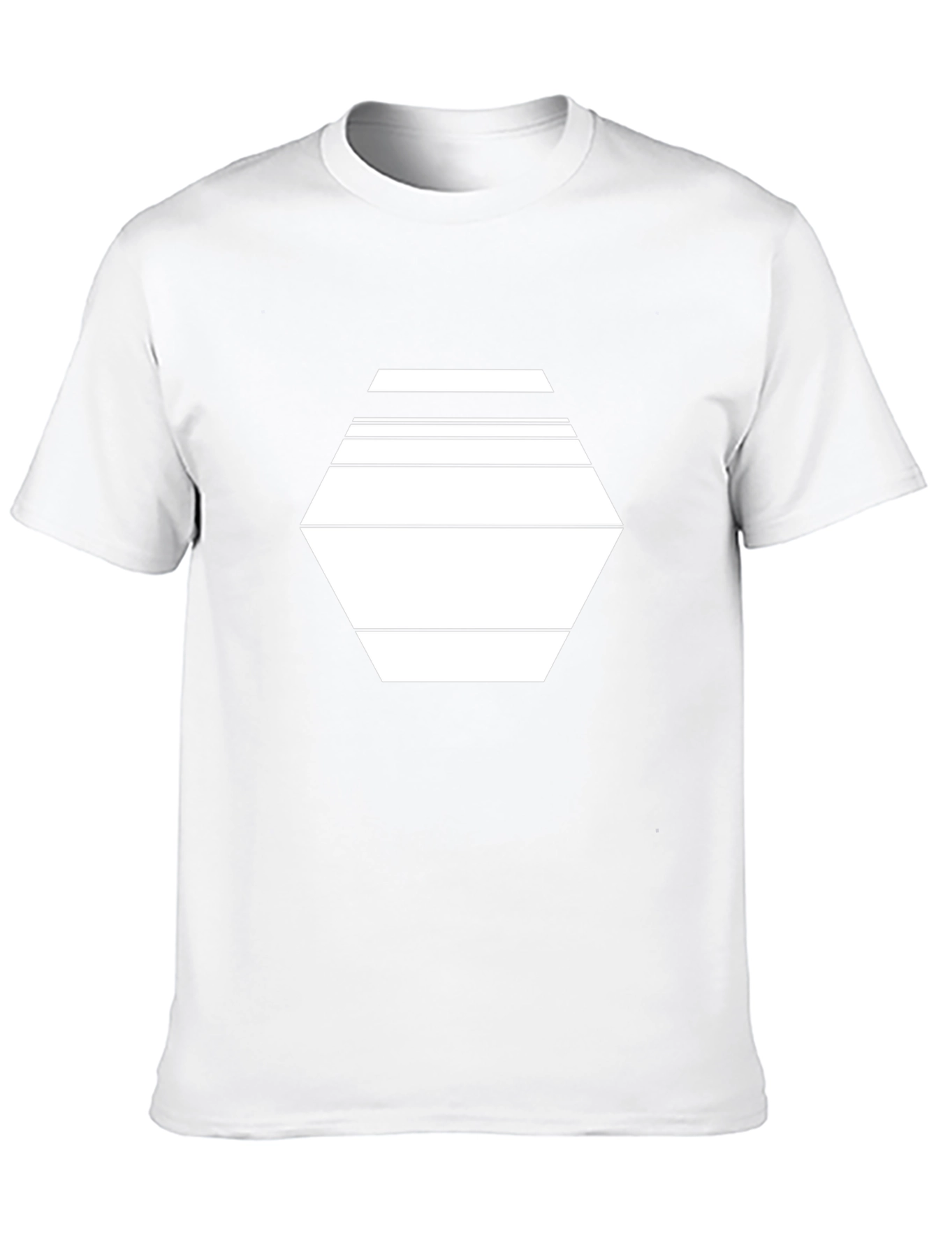 Geometric Hexagon Line Art Black T-Shirt