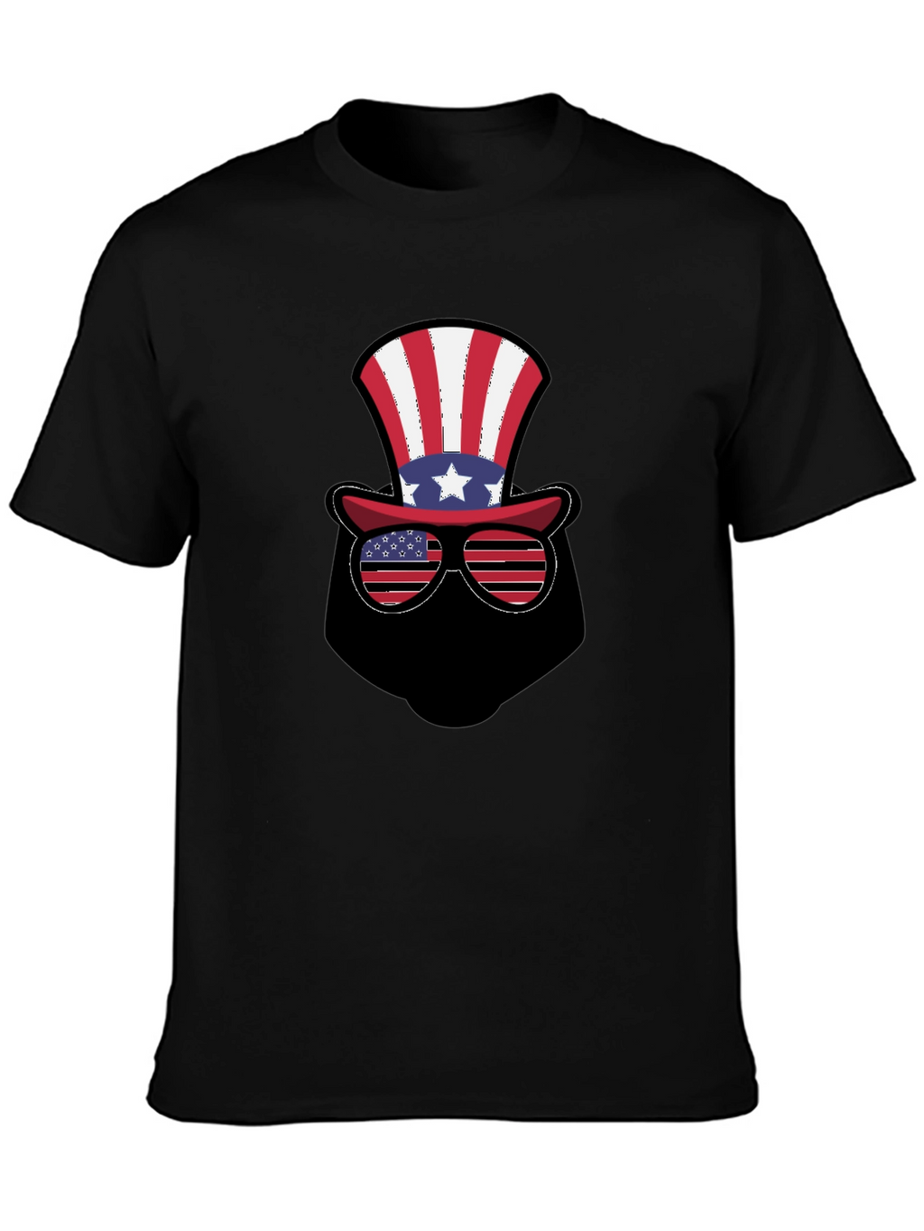 Patriotic Hat and Glasses Black T-Shirt