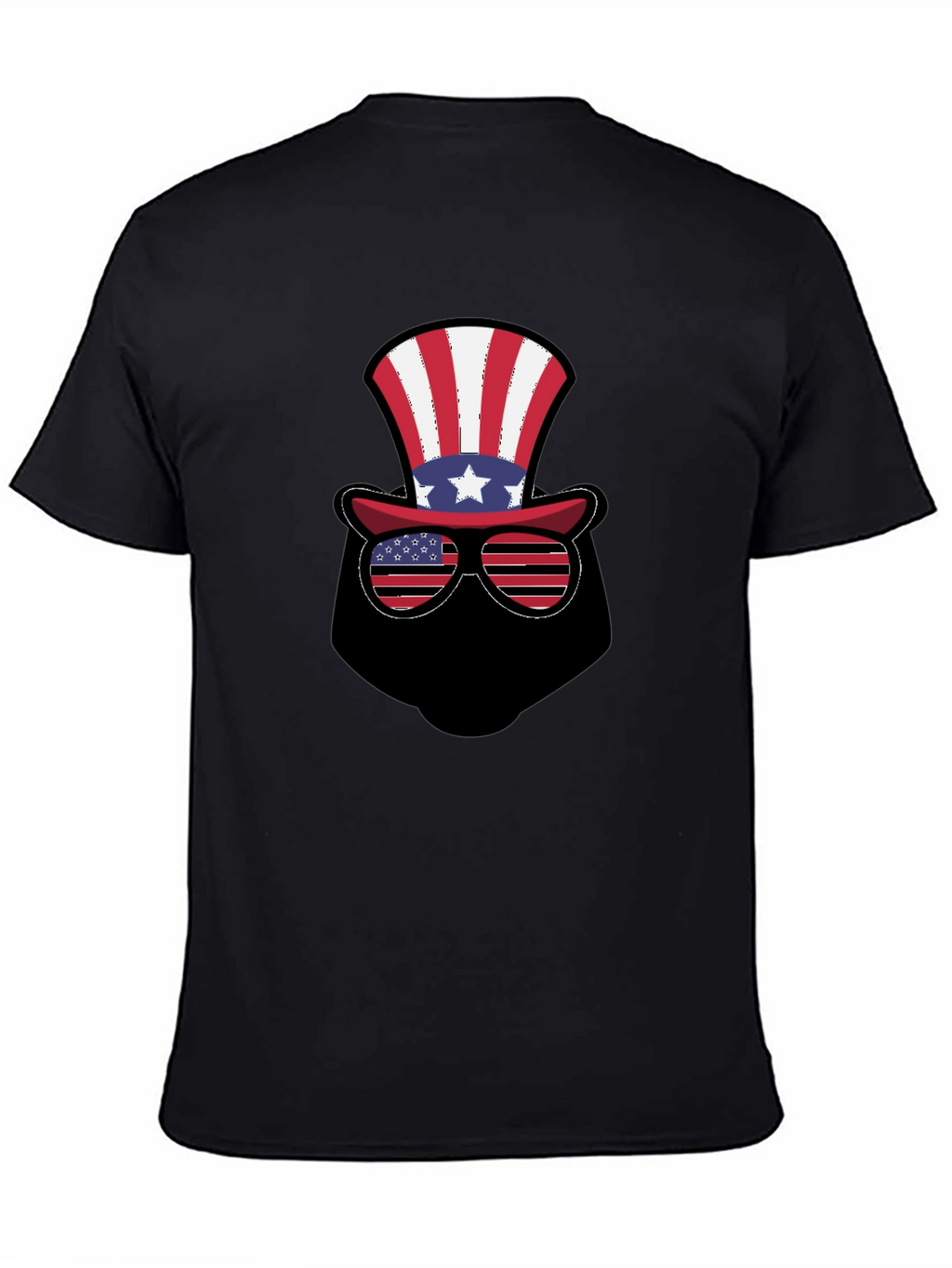 Patriotic Hat and Glasses Black T-Shirt