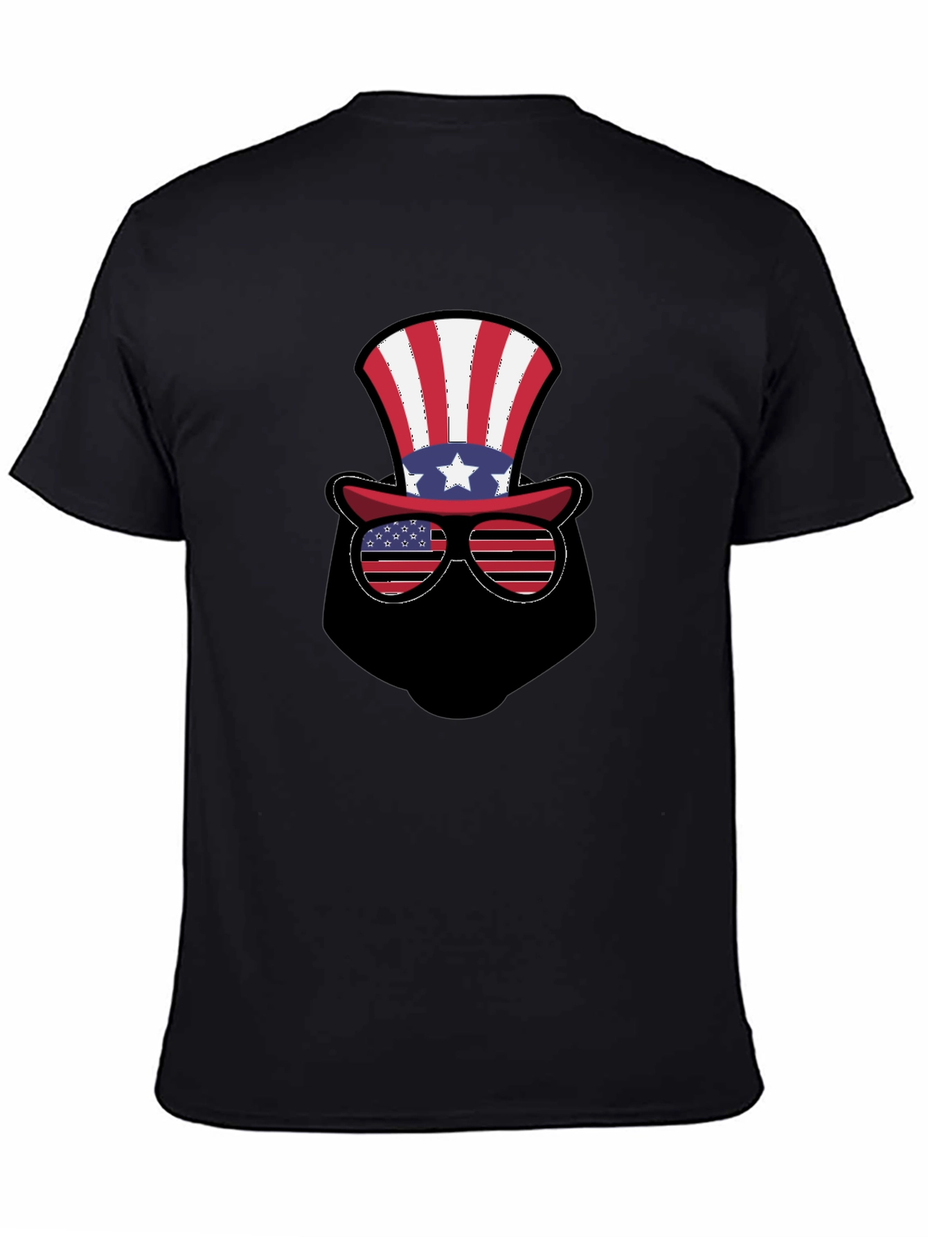 Patriotic Hat and Glasses Black T-Shirt