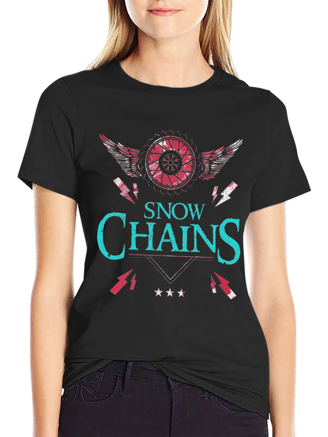 Snow Chains Graphic T-Shirt - Unique Design