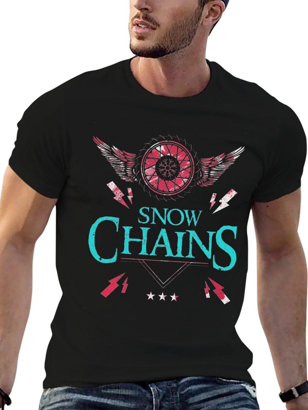 Snow Chains Graphic T-Shirt - Unique Design