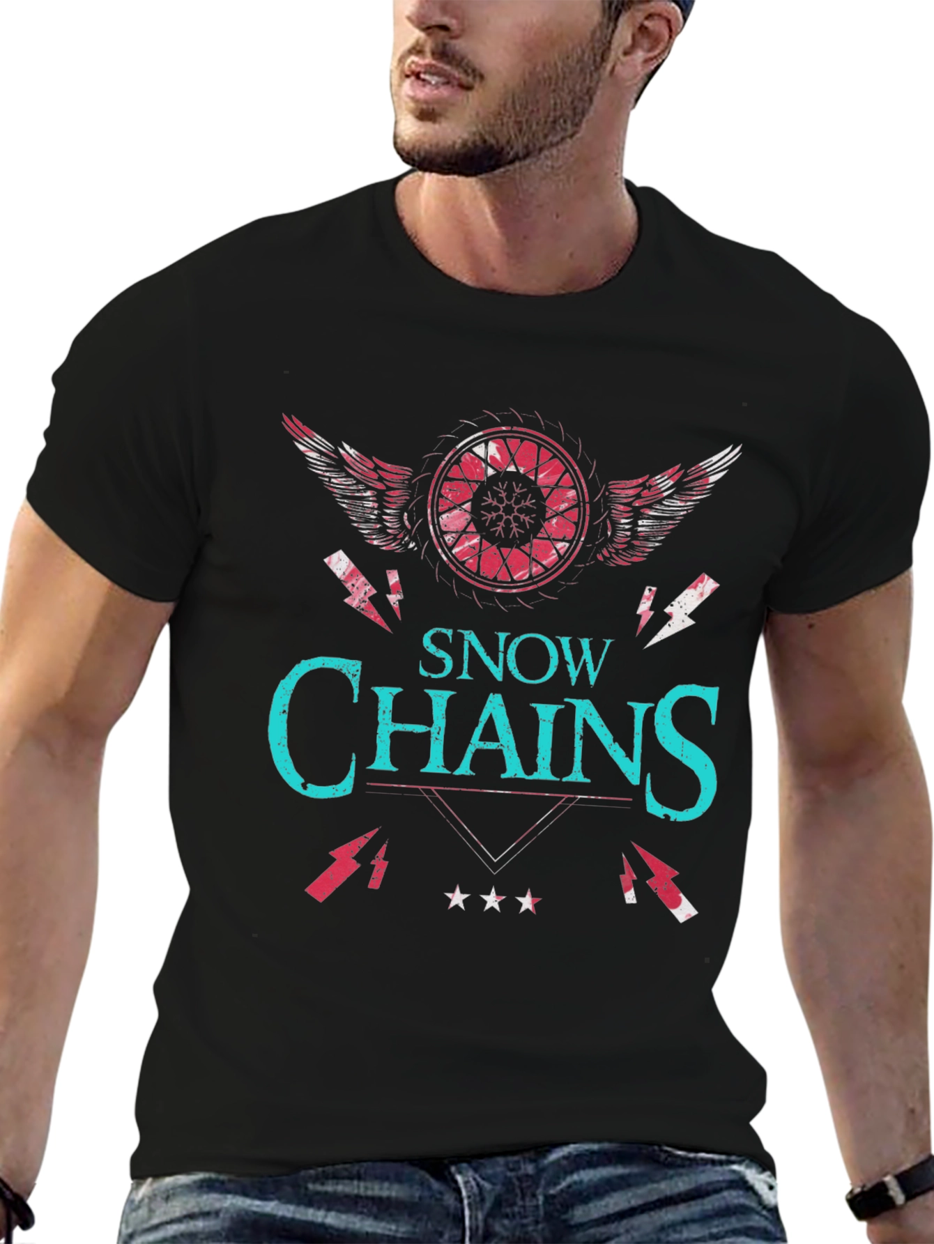 Snow Chains Graphic T-Shirt - Unique Design