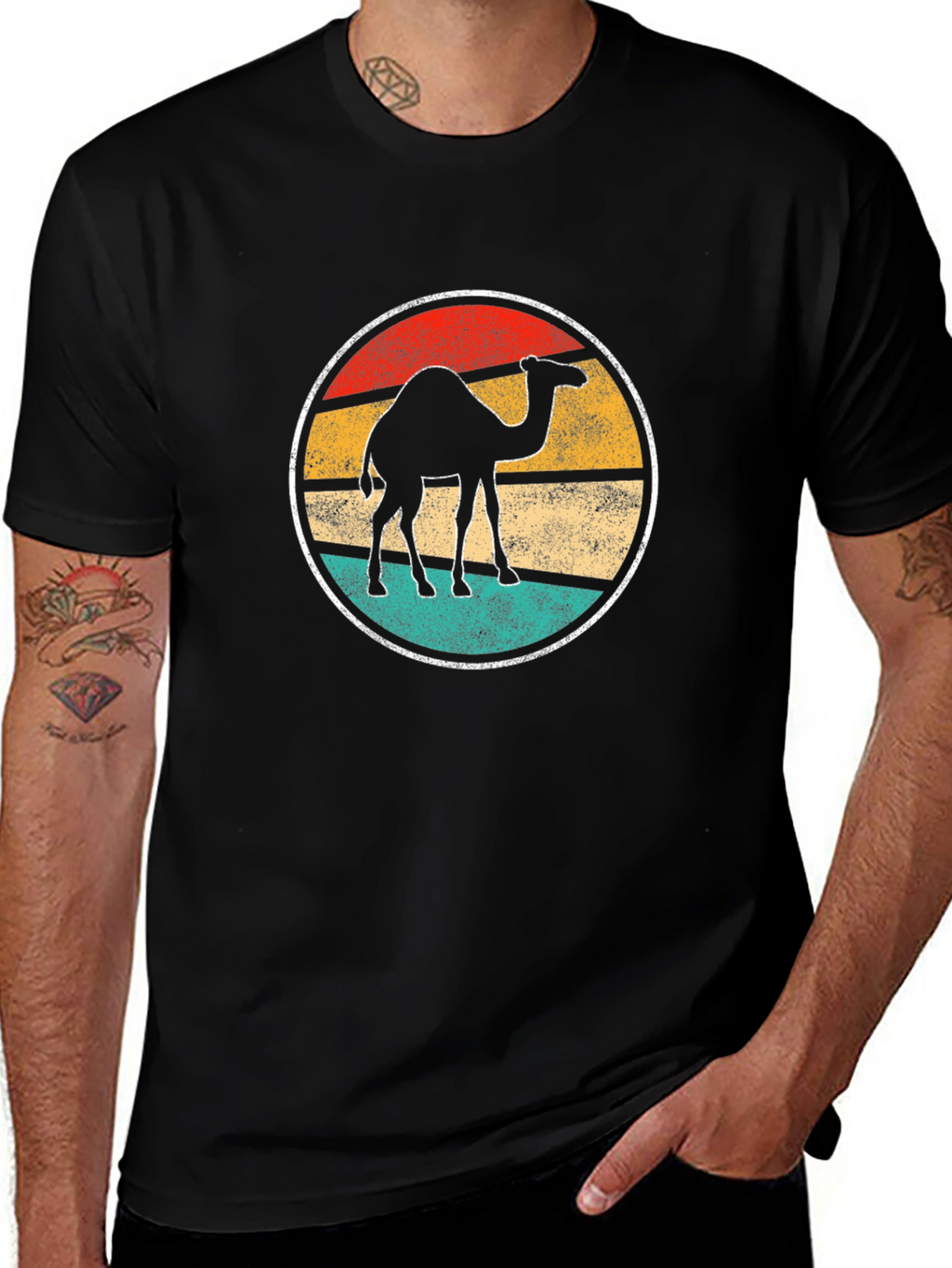 Retro Camel Graphic Tee - Black T-Shirt