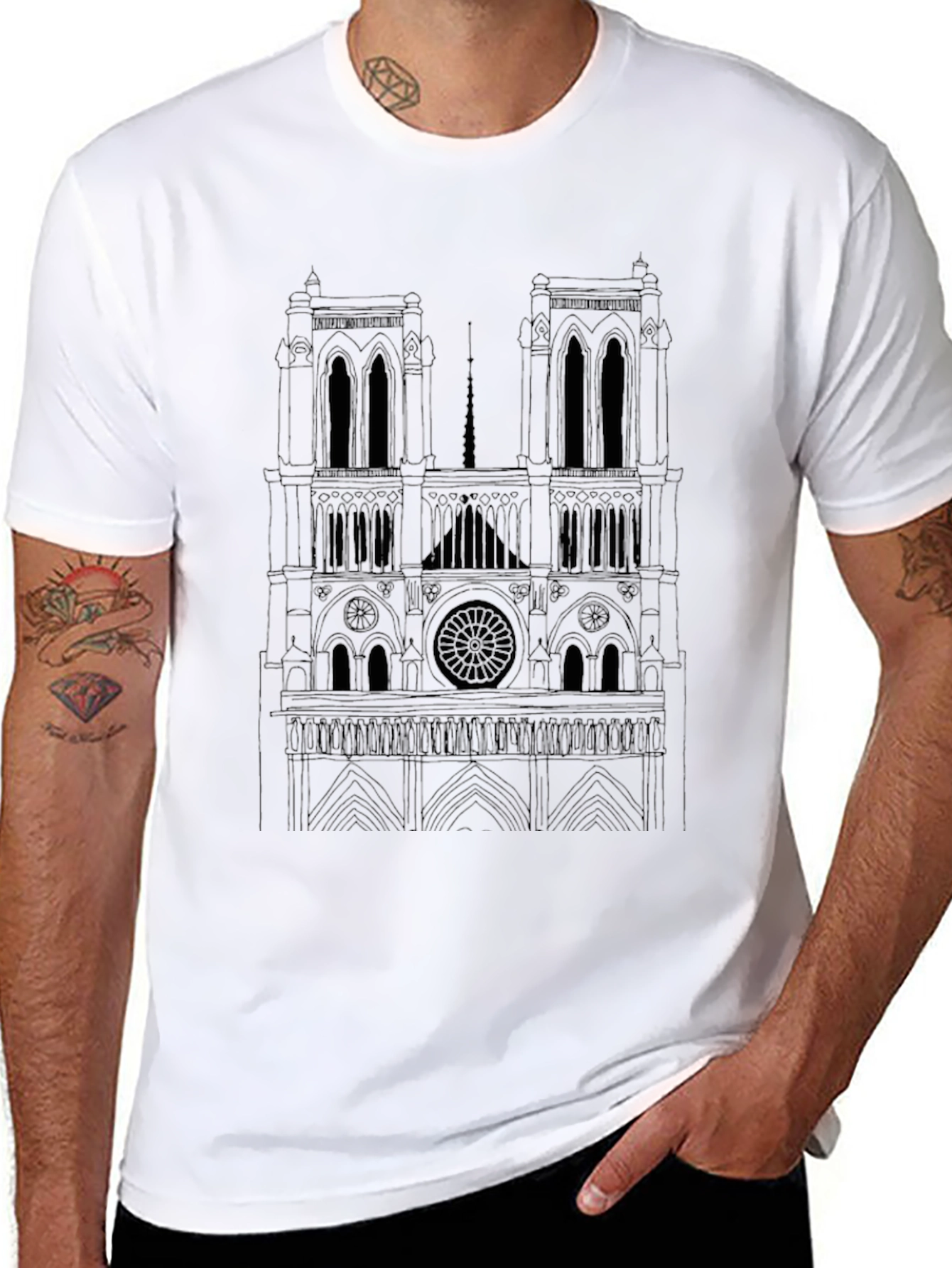 Notre Dame Cathedral Outline T-Shirt