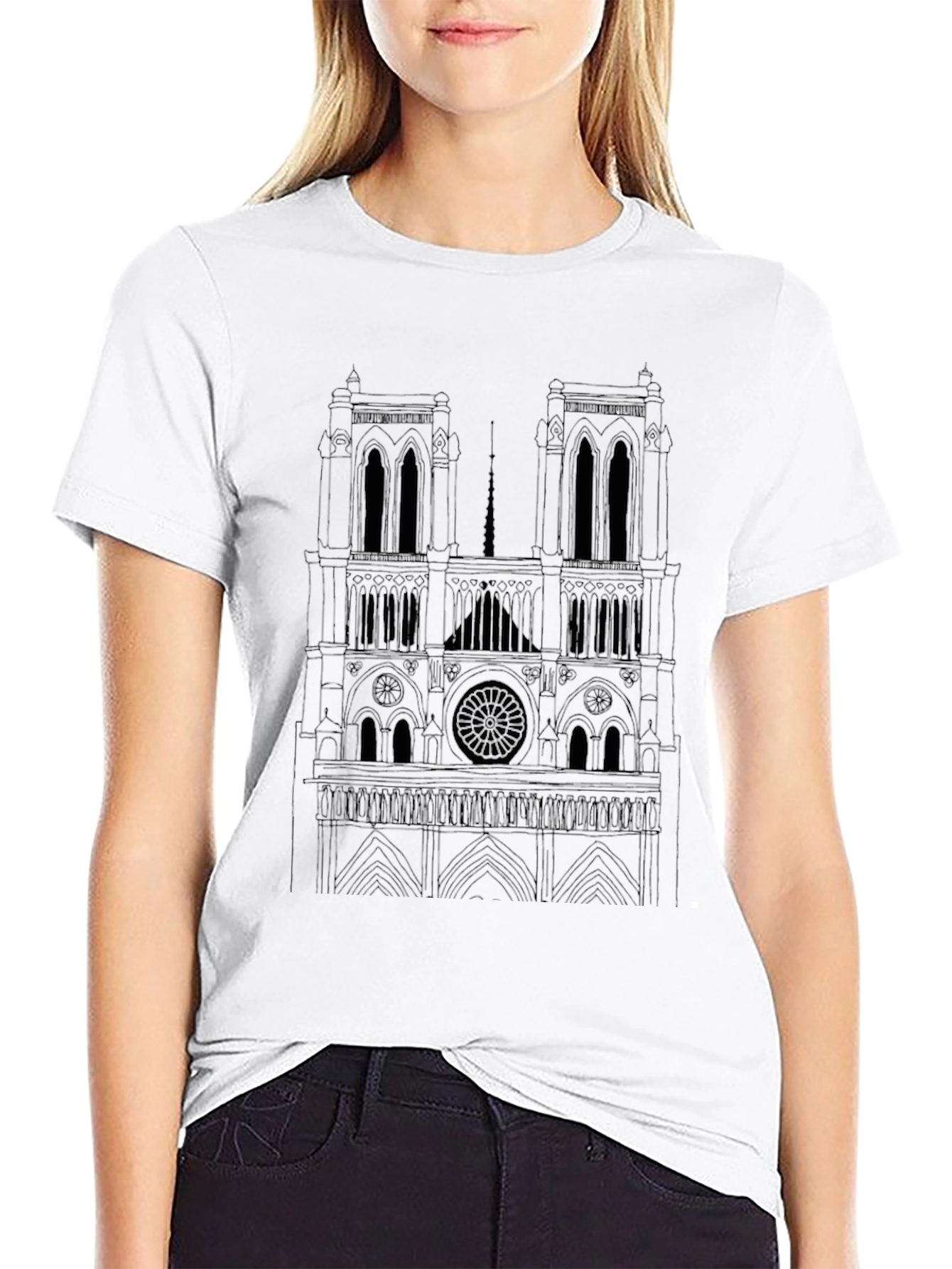 Notre Dame Cathedral Outline T-Shirt