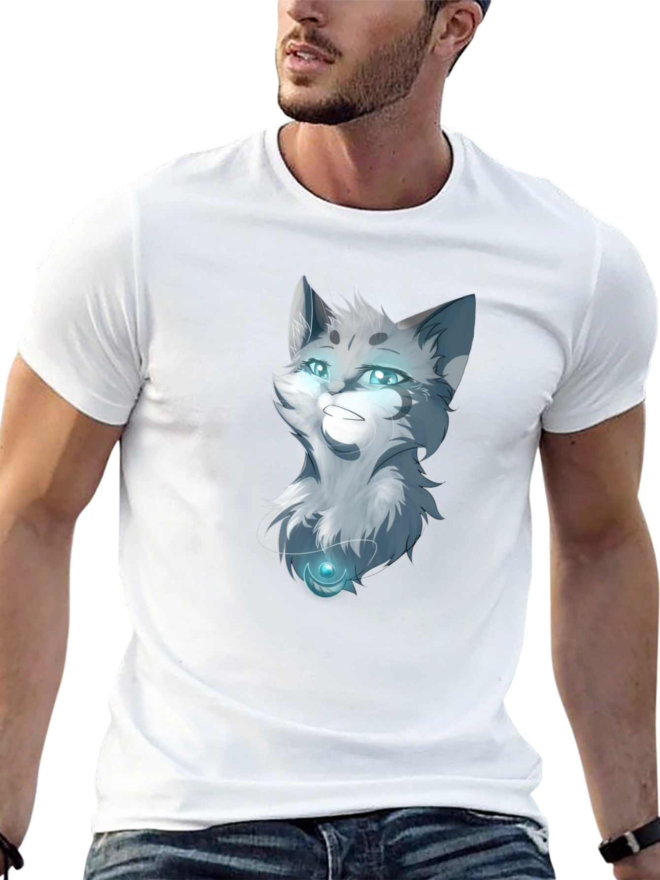Mystic Cat Graphic Tee - Black Cotton Blend